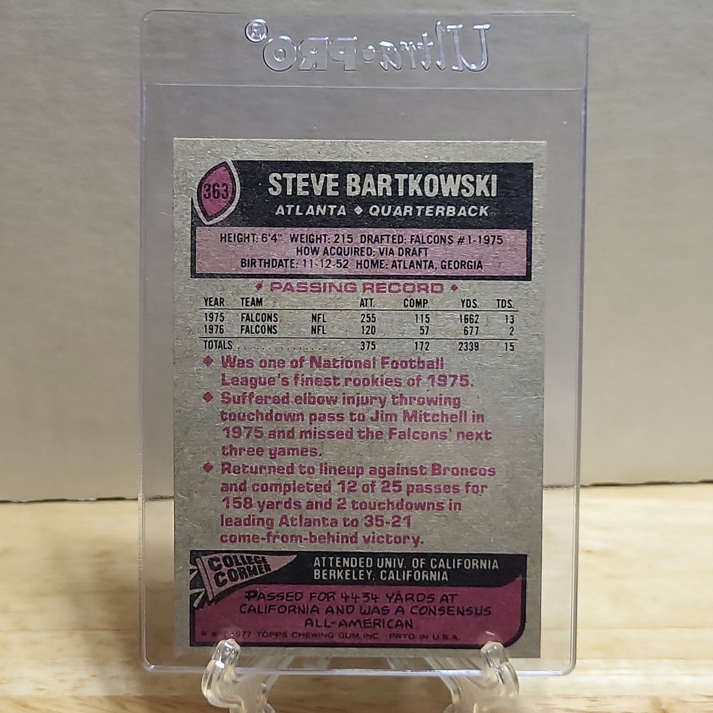 1977 Topps Steve Bartkowski #363
