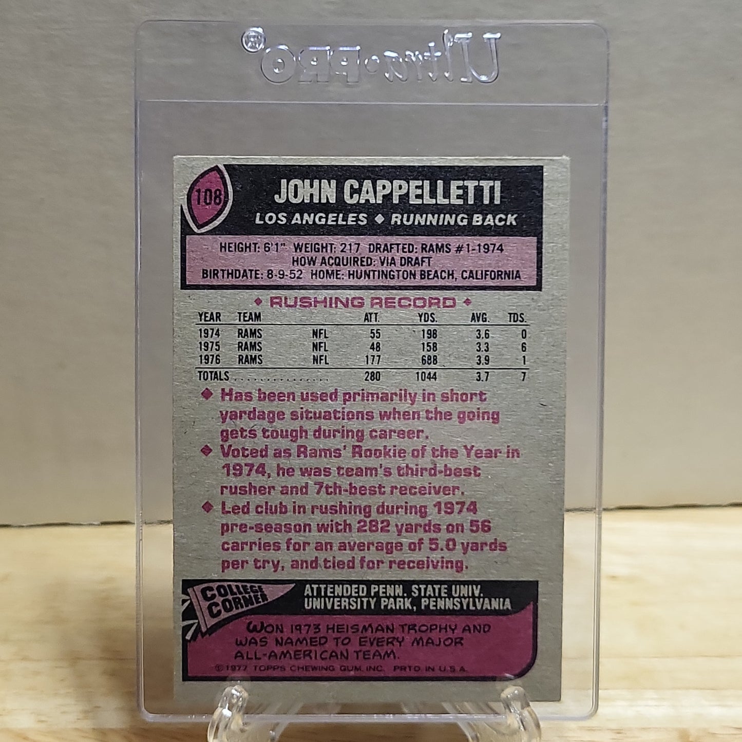 1977 Topps John Cappelletti #108