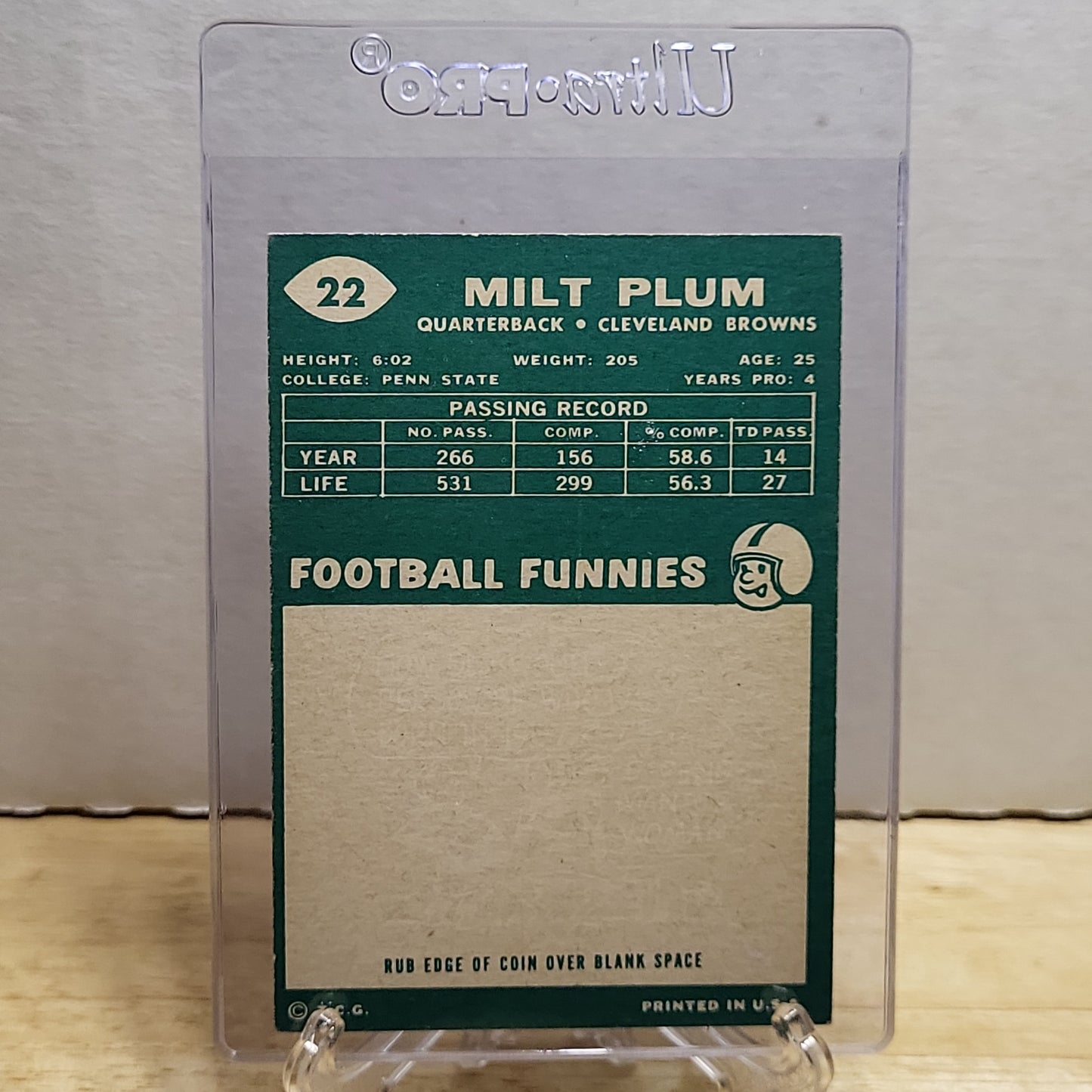 1960 Topps Milt Plum #22