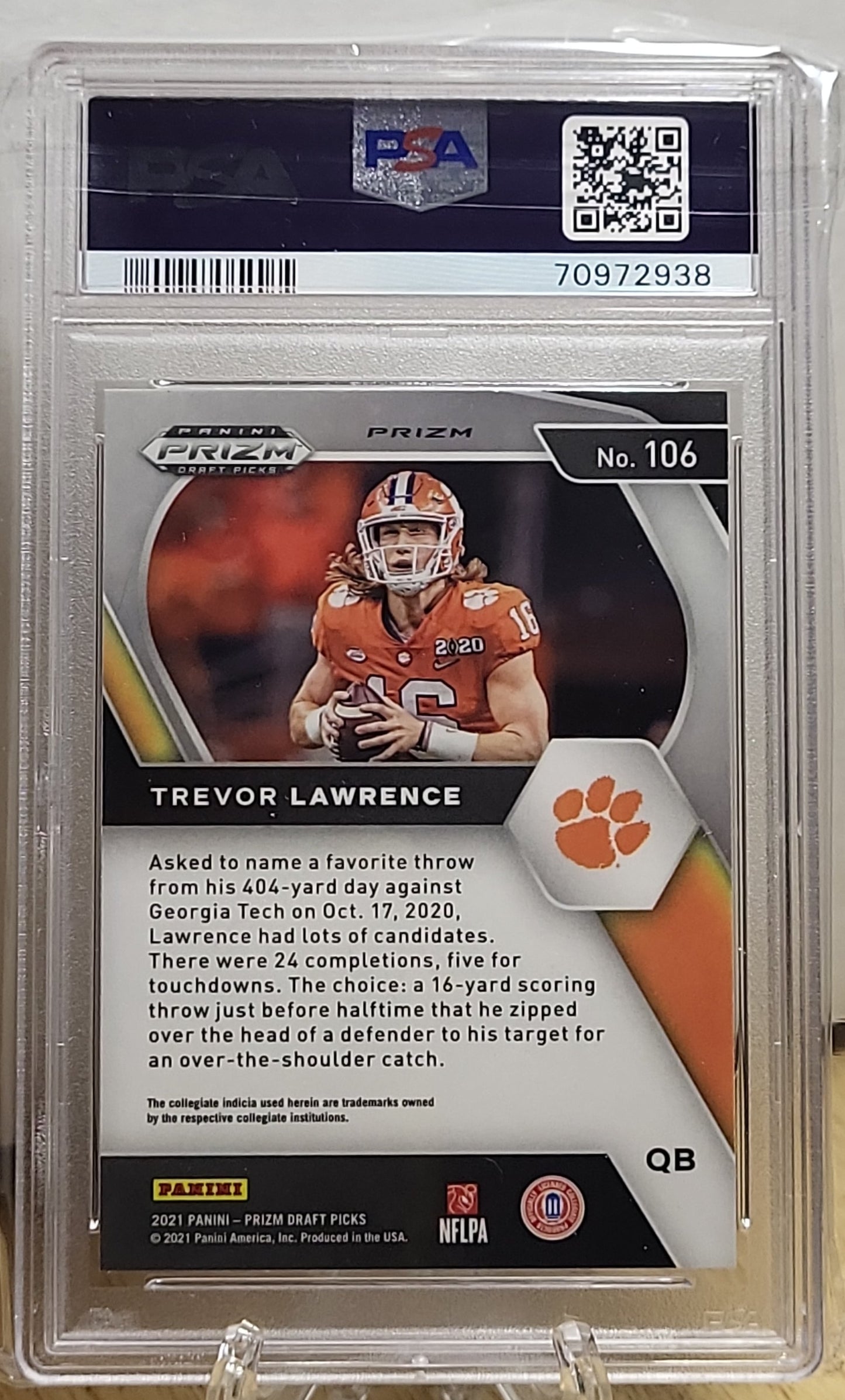 2021 Prizm Draft Picks #106 Trevor Lawrence Orange Ice Prizm PSA Mint 9