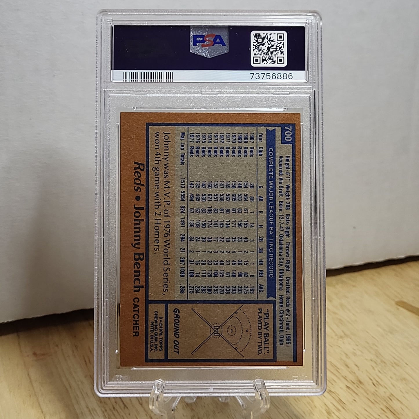 1978 Topps Johnny Bench NM-MT PSA 8