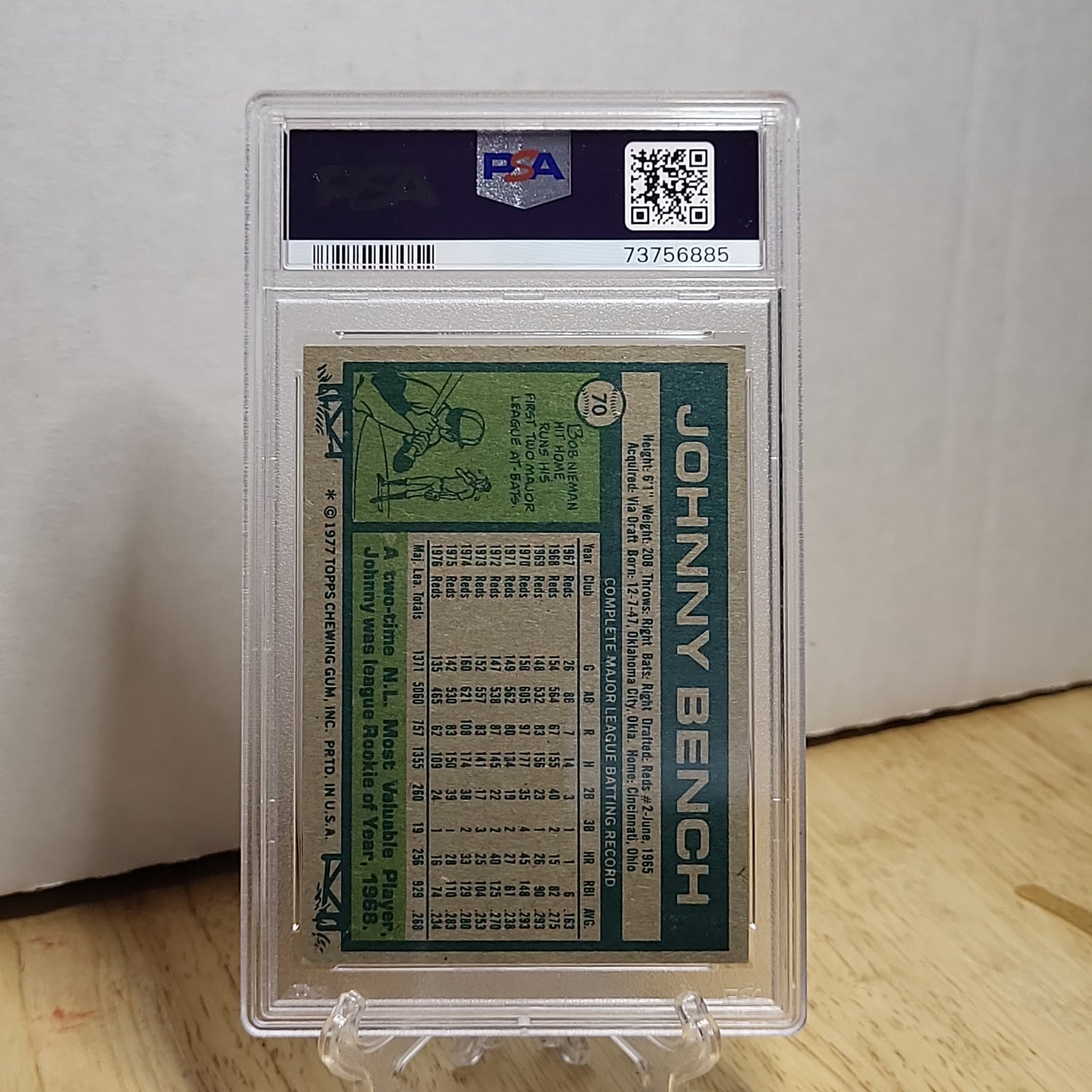 1977 Topps Johnny Bench EX-MT PSA 6