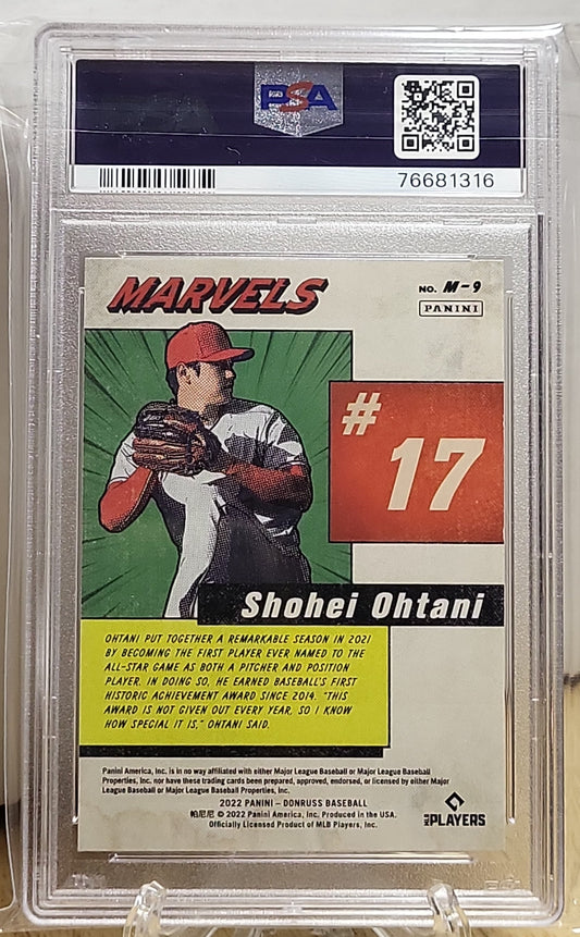 2022 Donruss #M9 Shohei Ohtani Marvels Rapture PSA GEM Mint 10