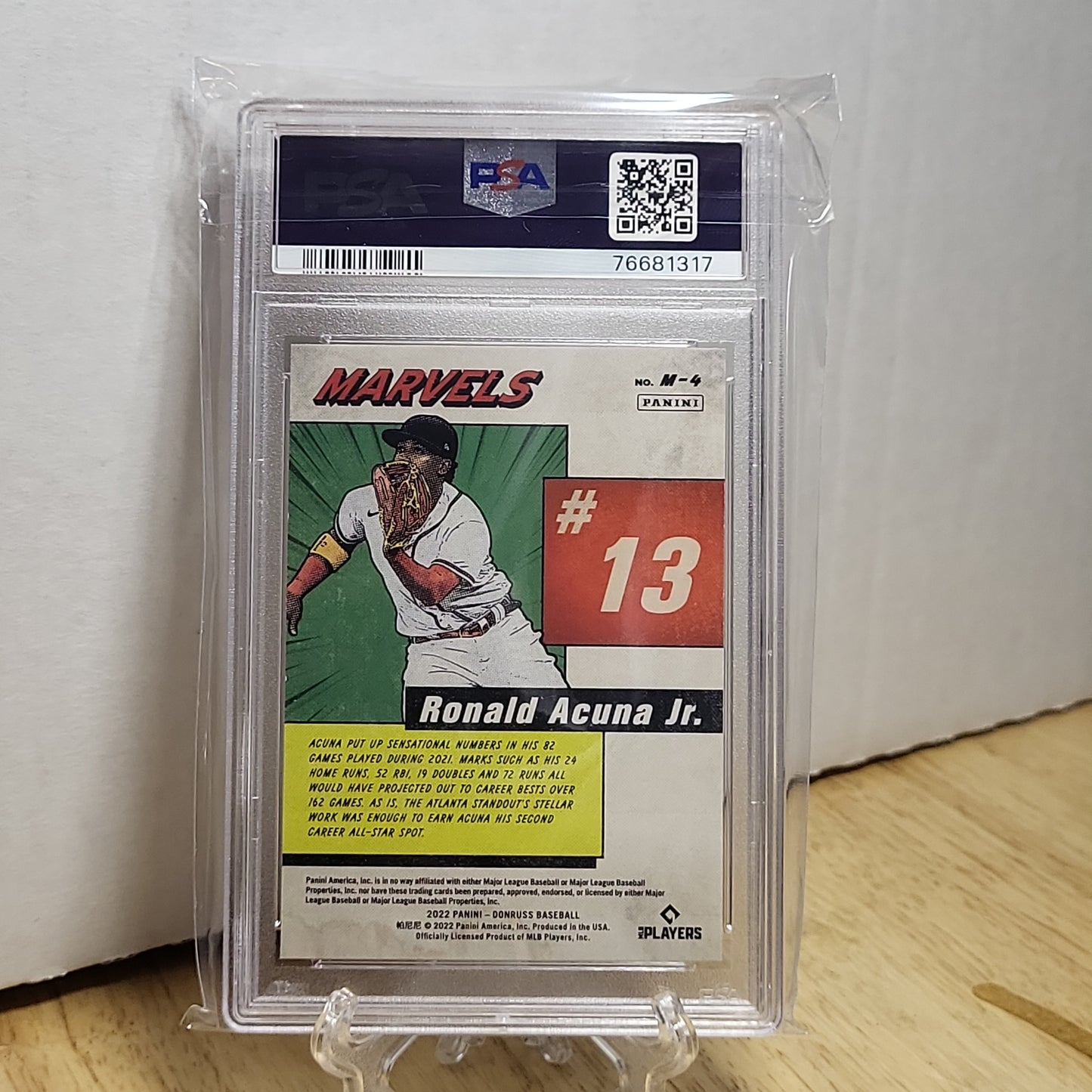 2022 Donruss #M4 Ronald Acuna Jr. Marvels Rapture PSA Mint 9