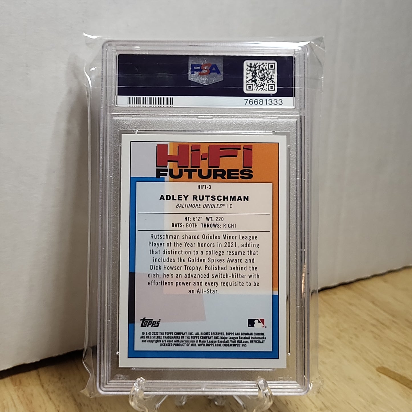 2022 Bowman Chrome #HIFI3 Adley Rutschman Hi-Fi Futures PSA GEM Mint 10