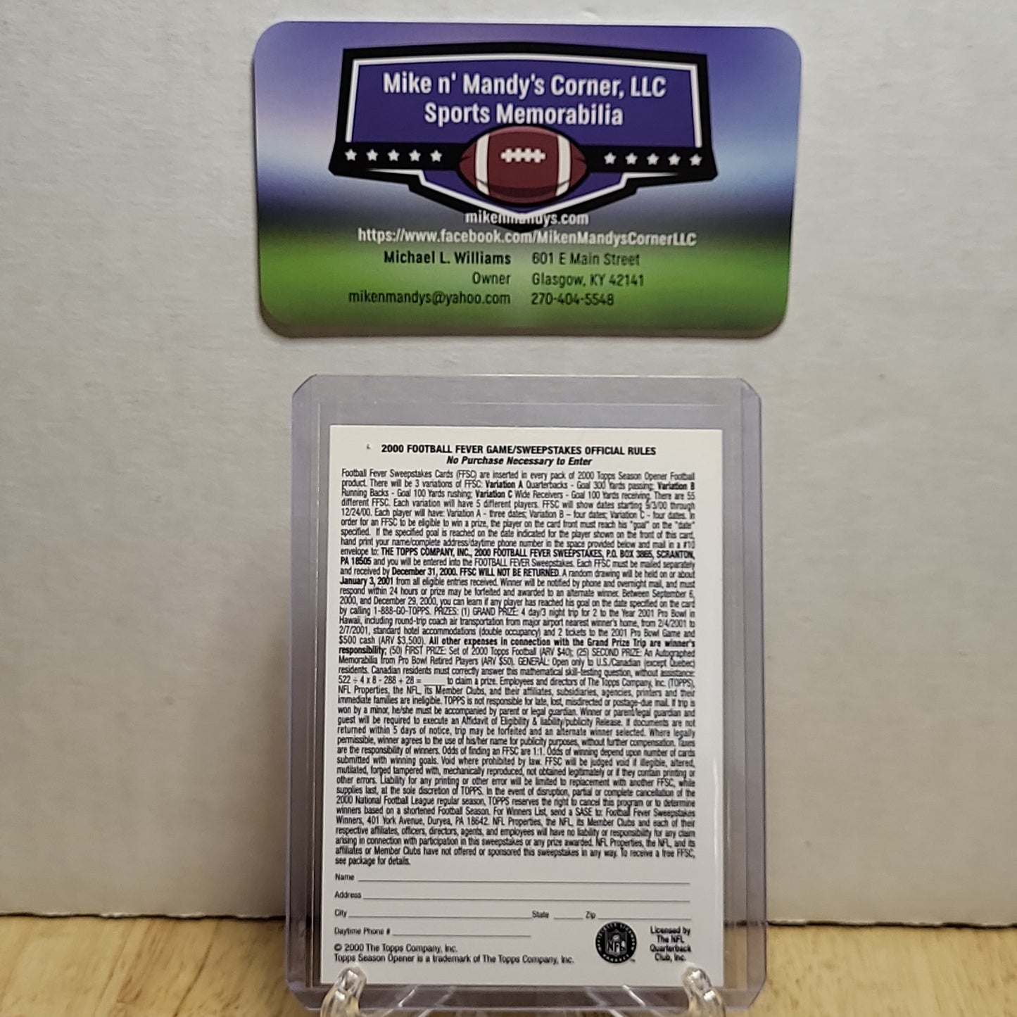 2000 Topps Football Fever Sweepstakes Peyton Manning