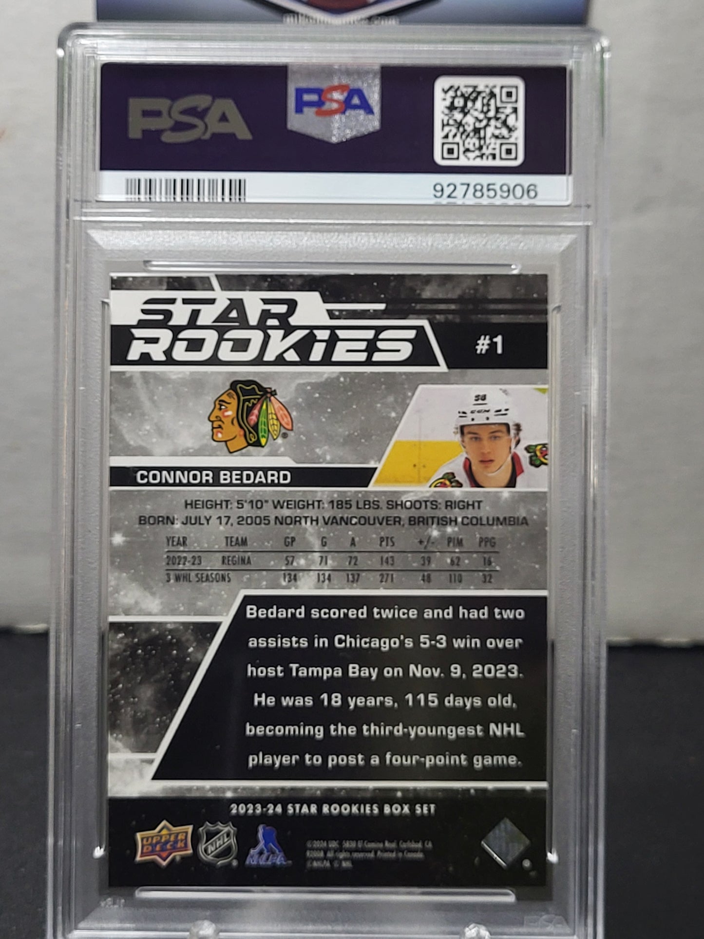 2023 Upper Deck Star Rookies Box Set 1 Connor Bedard RC PSA GEM MT 10