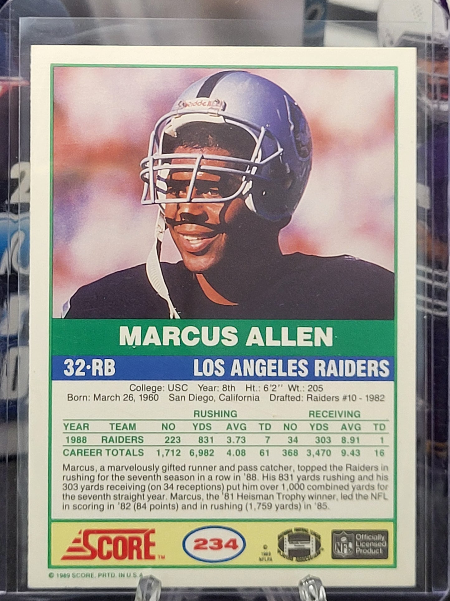 1989 Score 234 Marcus Allen