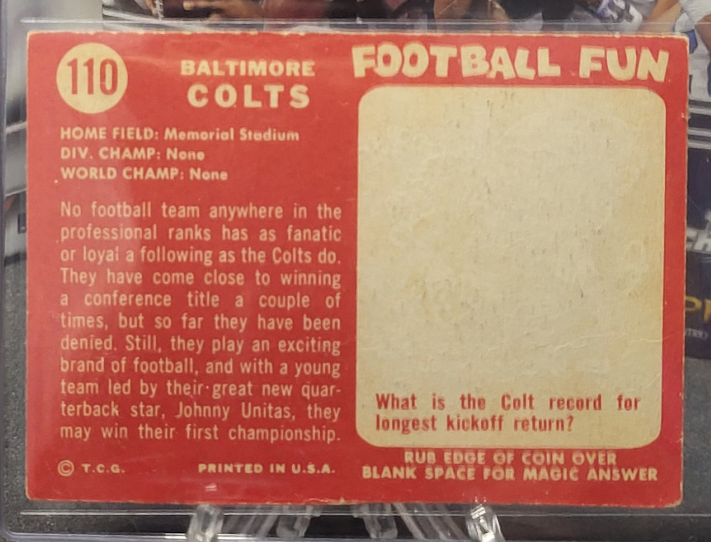 1958 Topps 110 Baltimore Colts