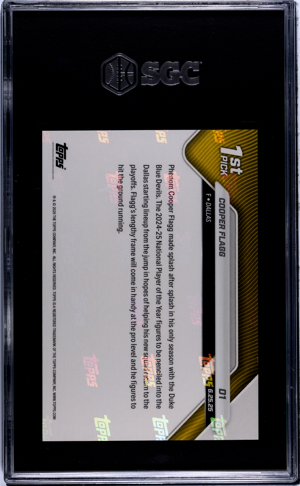 2025 Topps Now Draft Night Cooper Flagg Rookie SGC 9.5