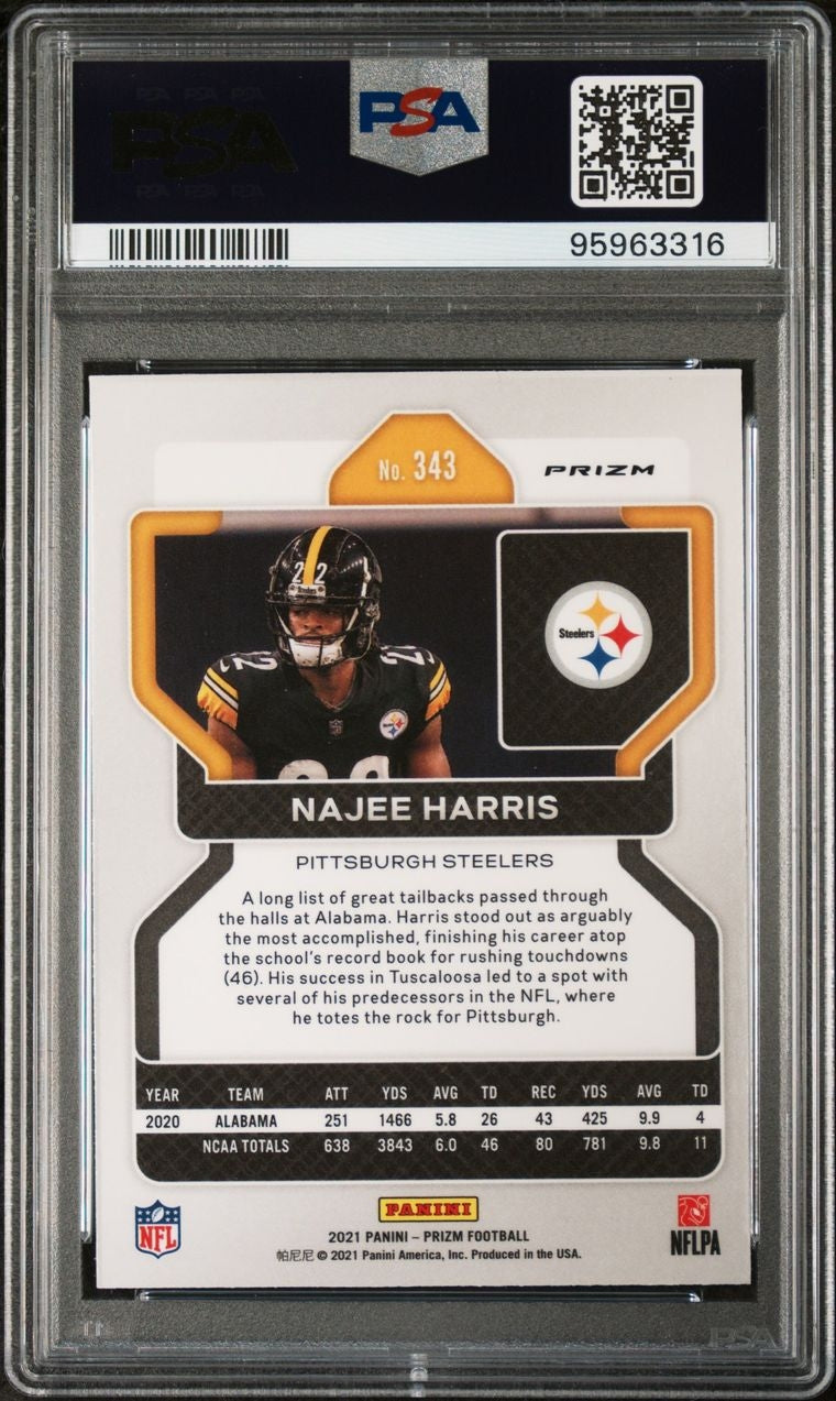 2021 Prizm Najee Harris Pink Prizm RC PSA Mint 9