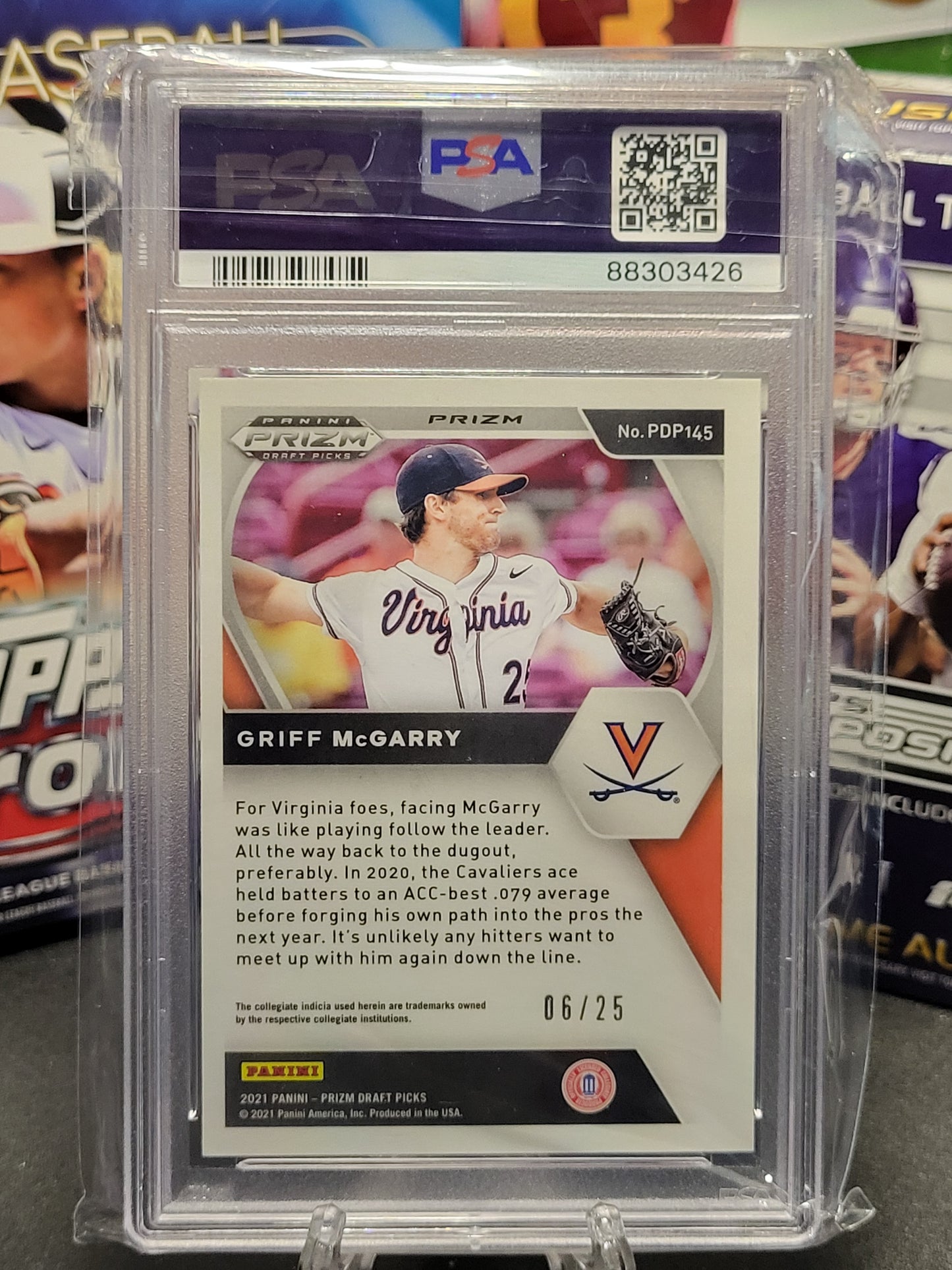 2021 Prizm Draft Picks 145 Snakeskin 06/25 Griff McGarry PSA MT 9