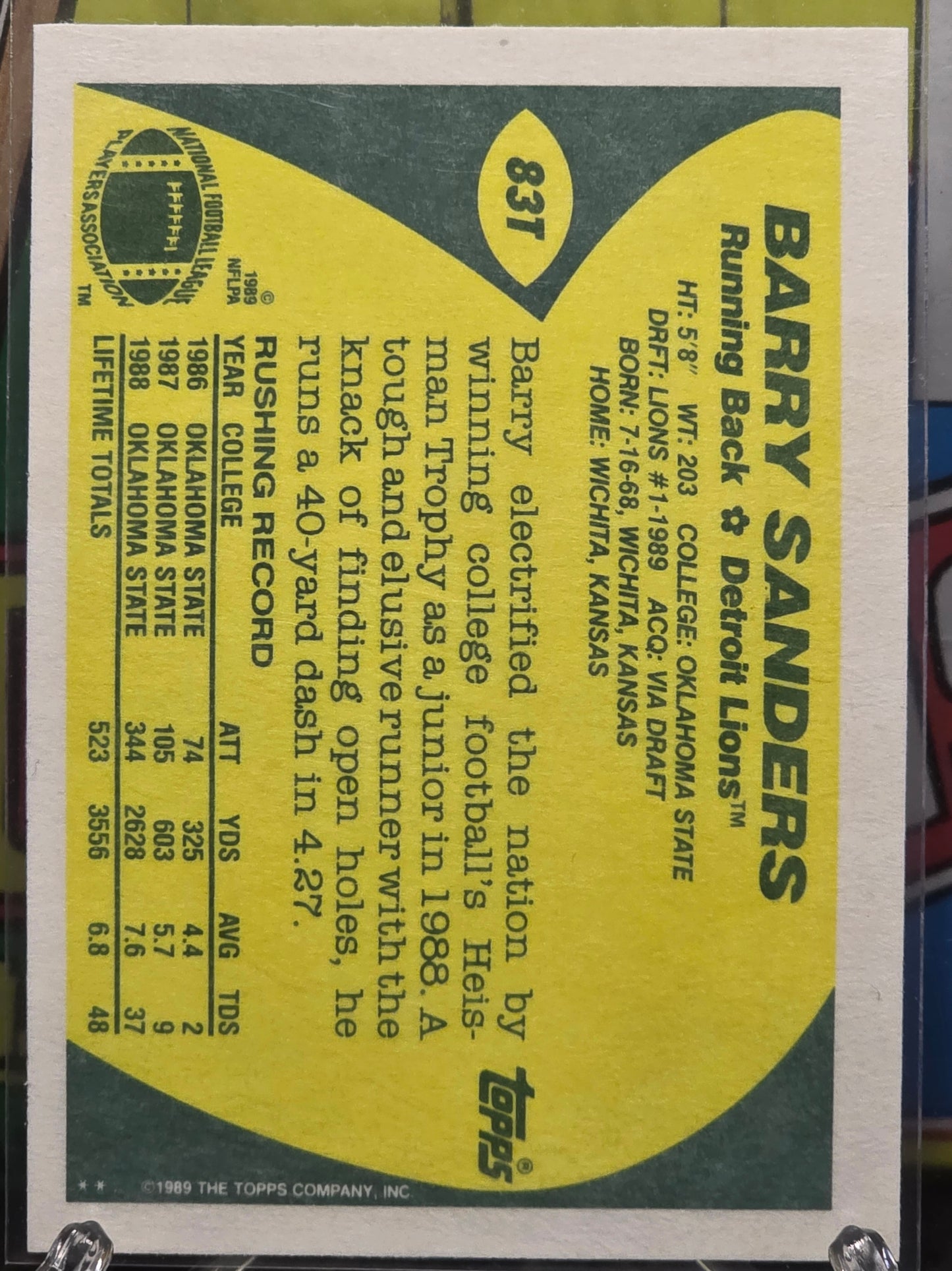 1989 Topps Traded 83T Barry Sanders Rookie Card