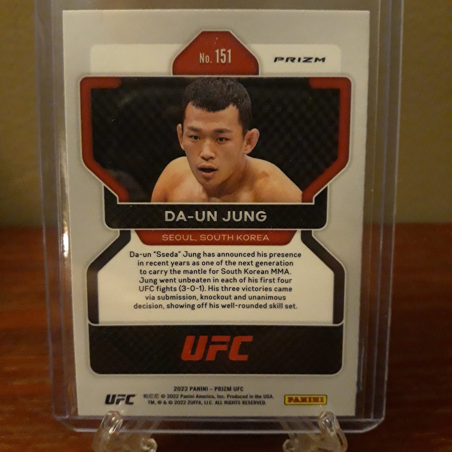 2022 Prizm UFC Silver Prizm Da-Un Jung Rookie Card