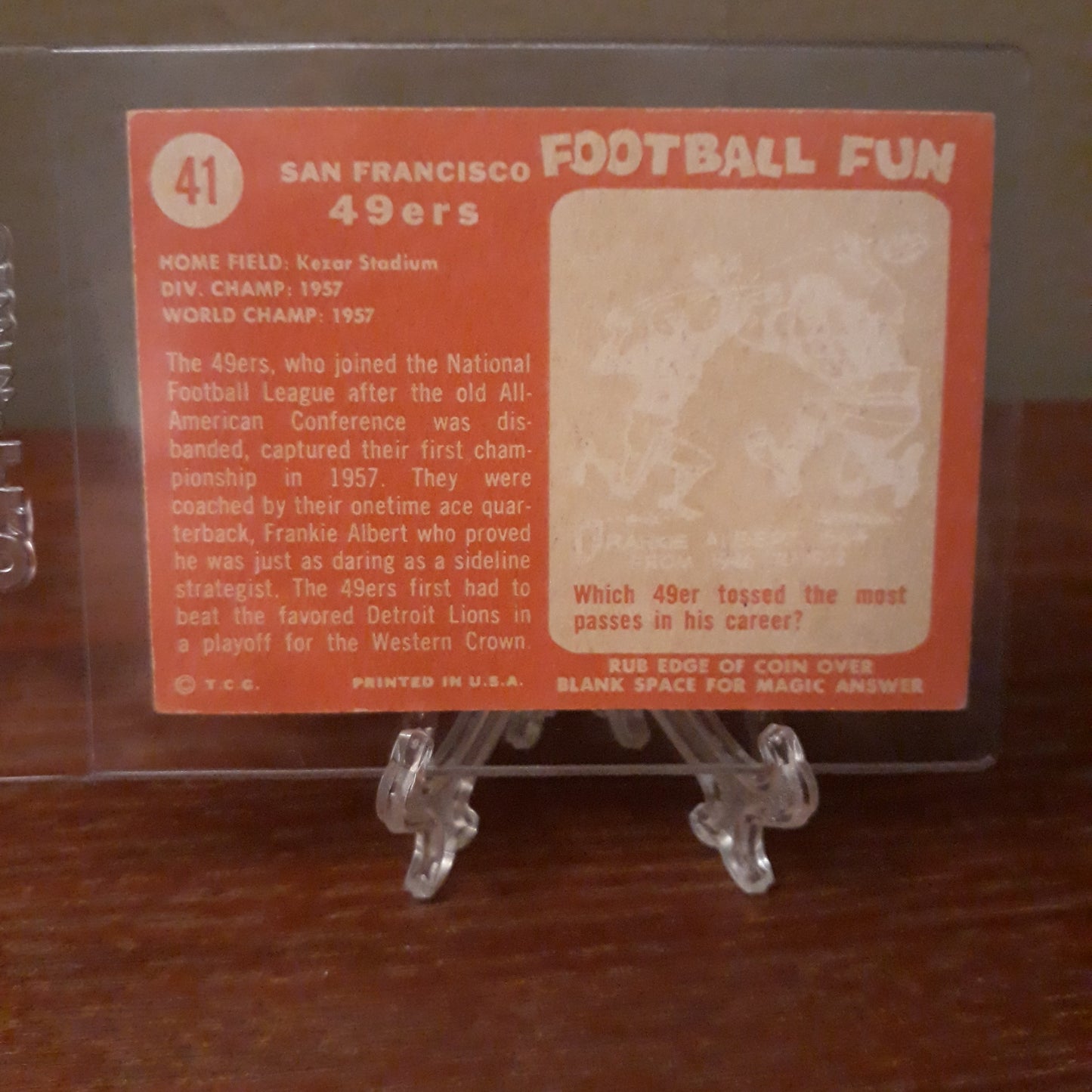 1958 Topps Football San Francisco 49ers Team #41