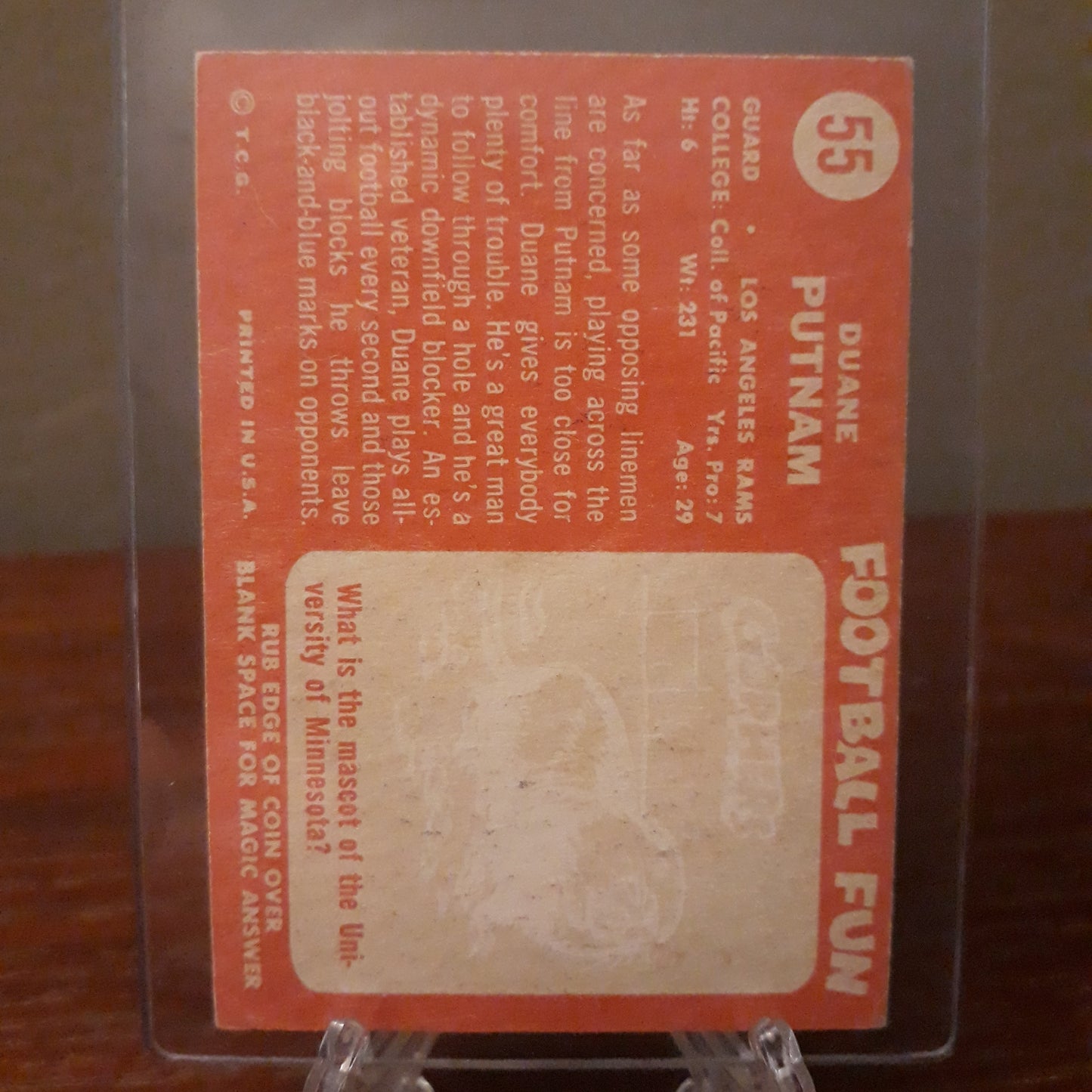 1958 Topps Football Duane Putnam #55