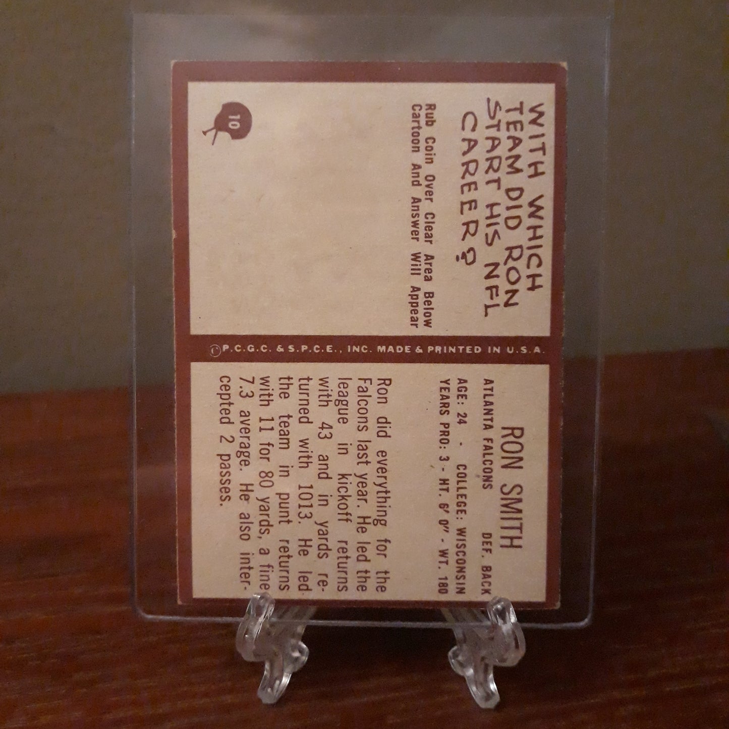 1967 Philadelphia Ron Smith #10