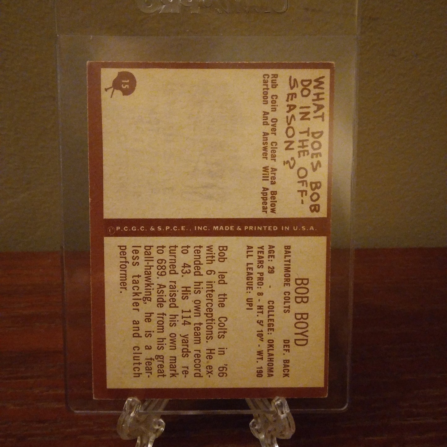 1967 Philadelphia Bob Boyd #15