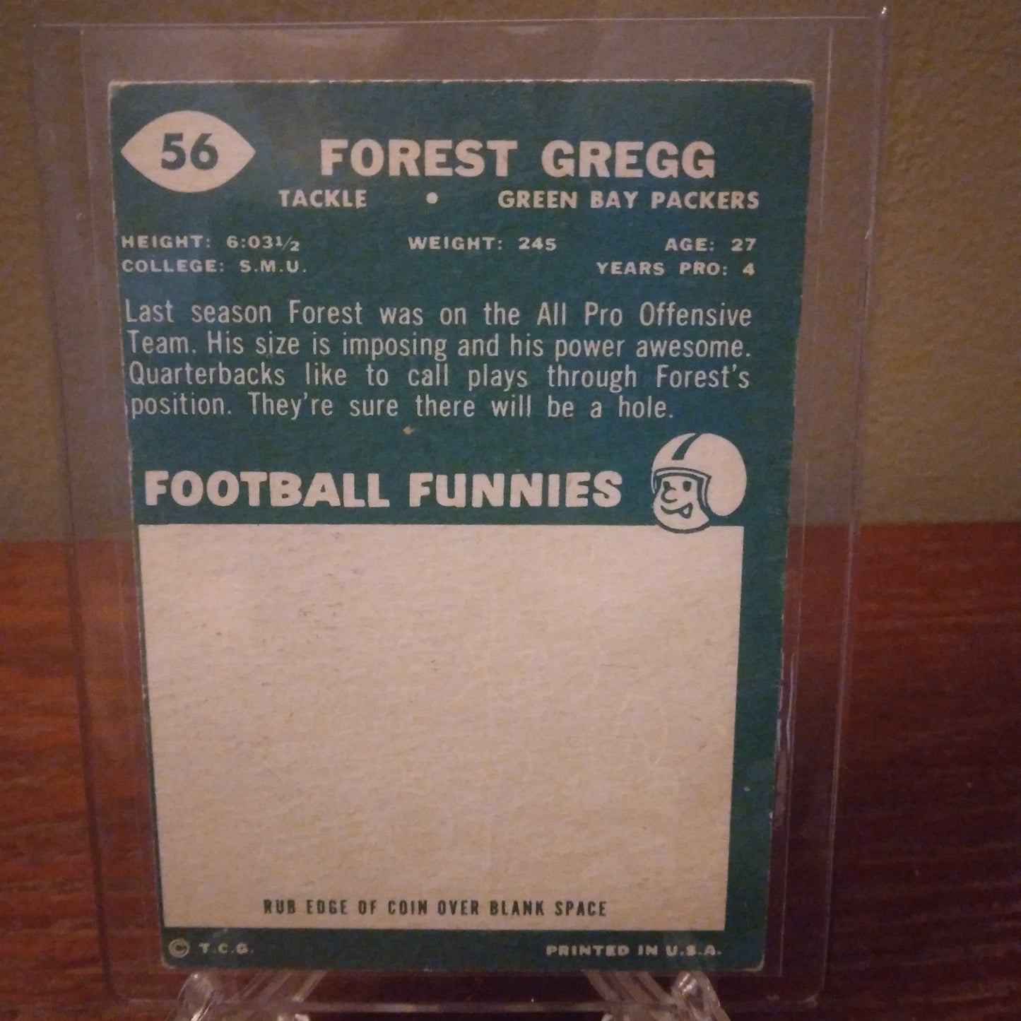 1960 Topps Football Forest Gregg #56