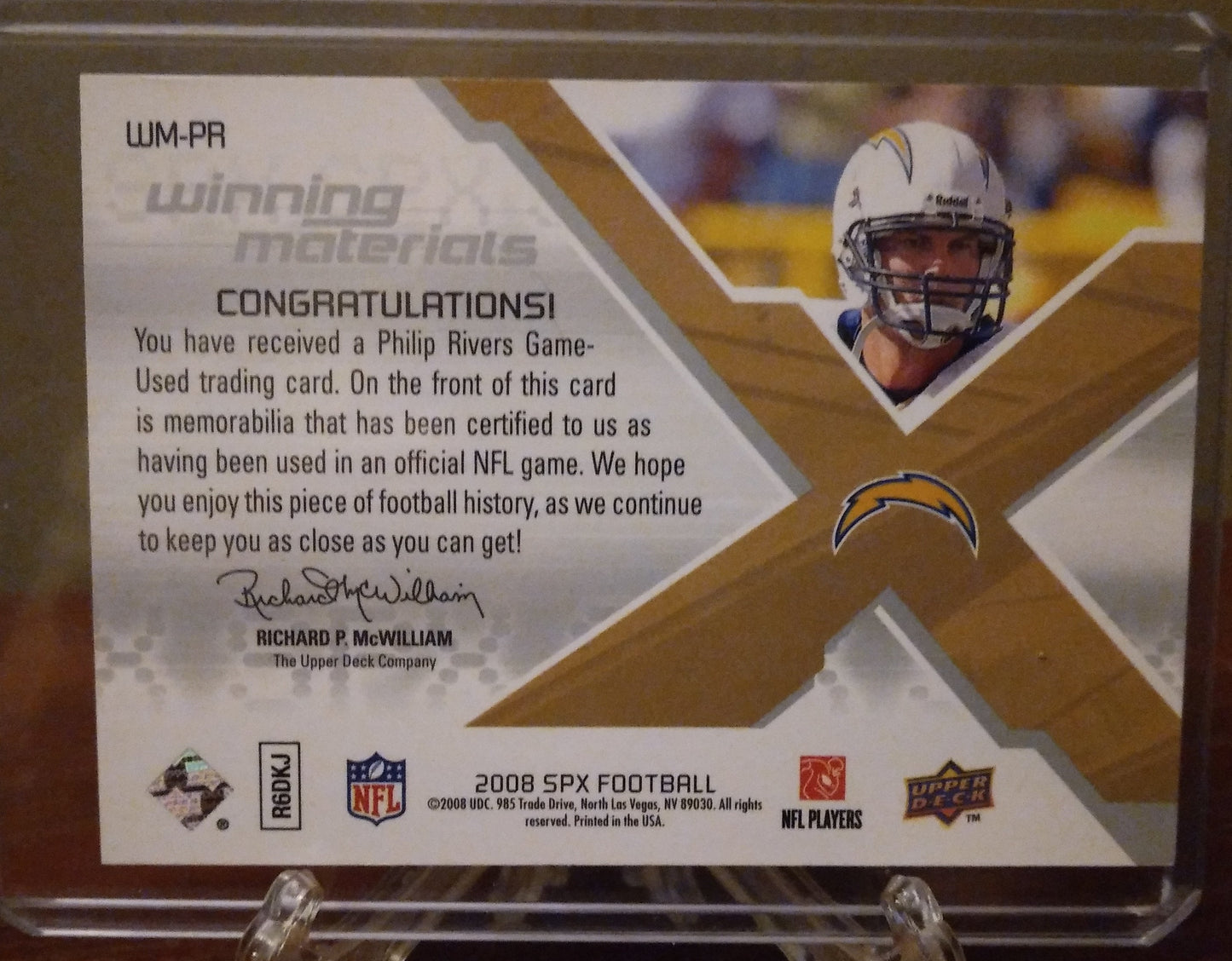 2008 Upper Deck SPX Winning Materials NFL Philip Rivers 70/99