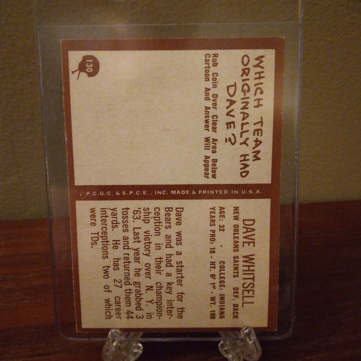 1967 Philadelphia Dave Whitsell #130