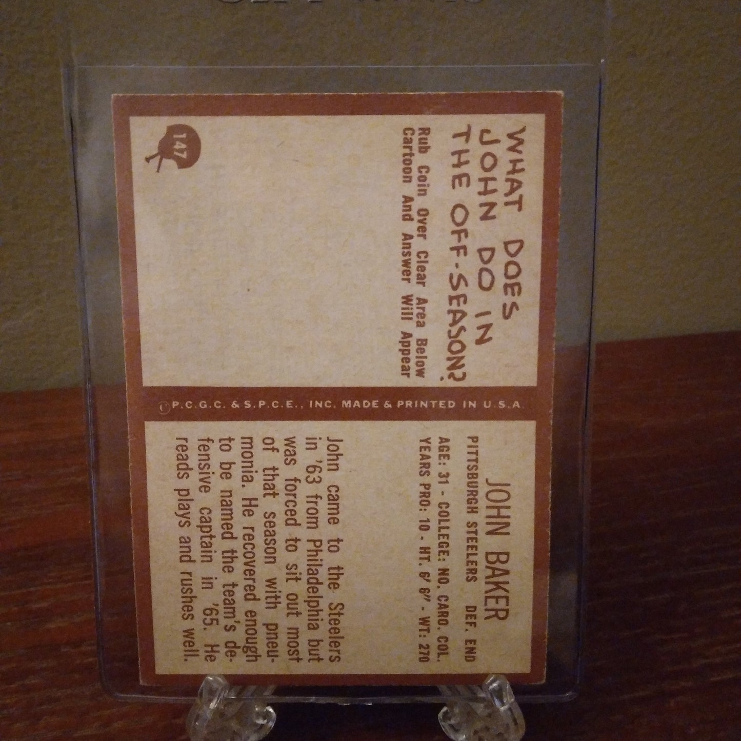 1967 Philadelphia C.G.C. John Baker #147