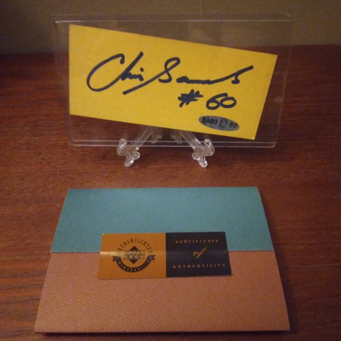 Chris Samuels Autograph, Upper Deck Certificate of Authenticity