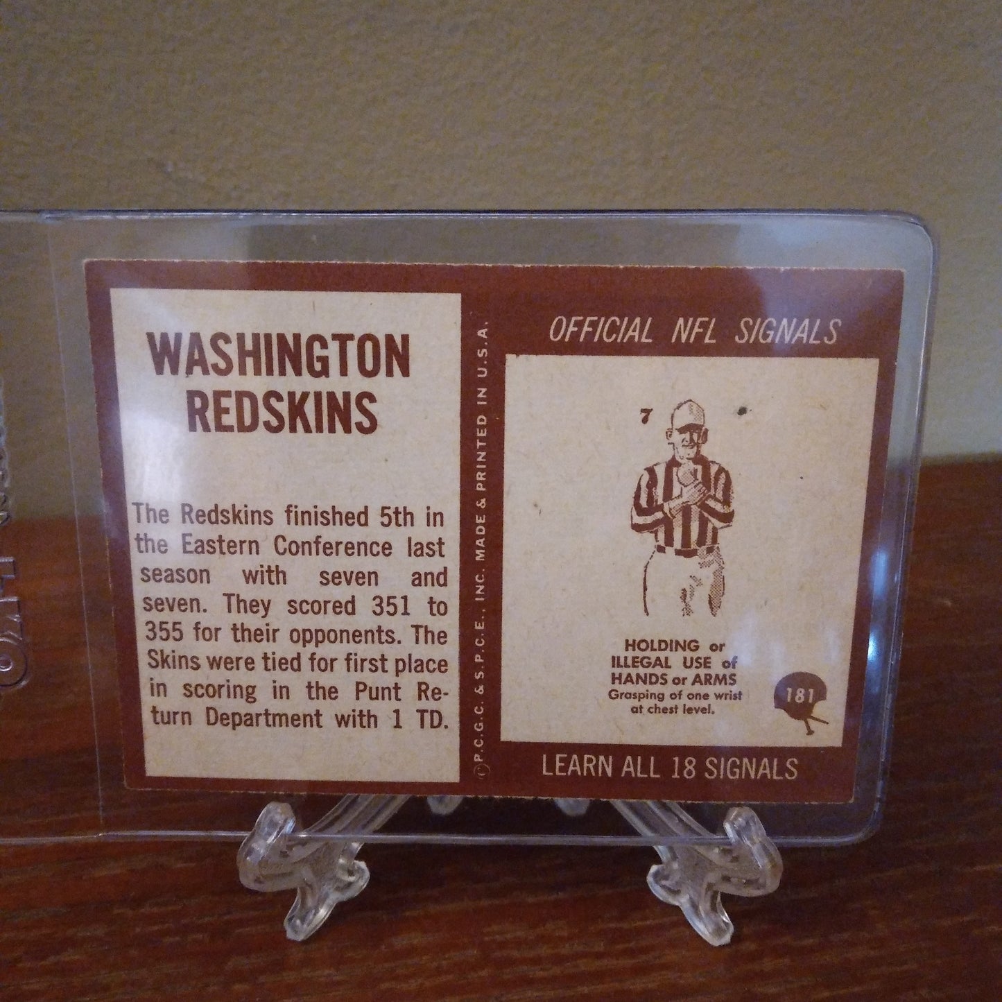 1967 Philadelphia C.G.C. Washington Redskins Team Card #181