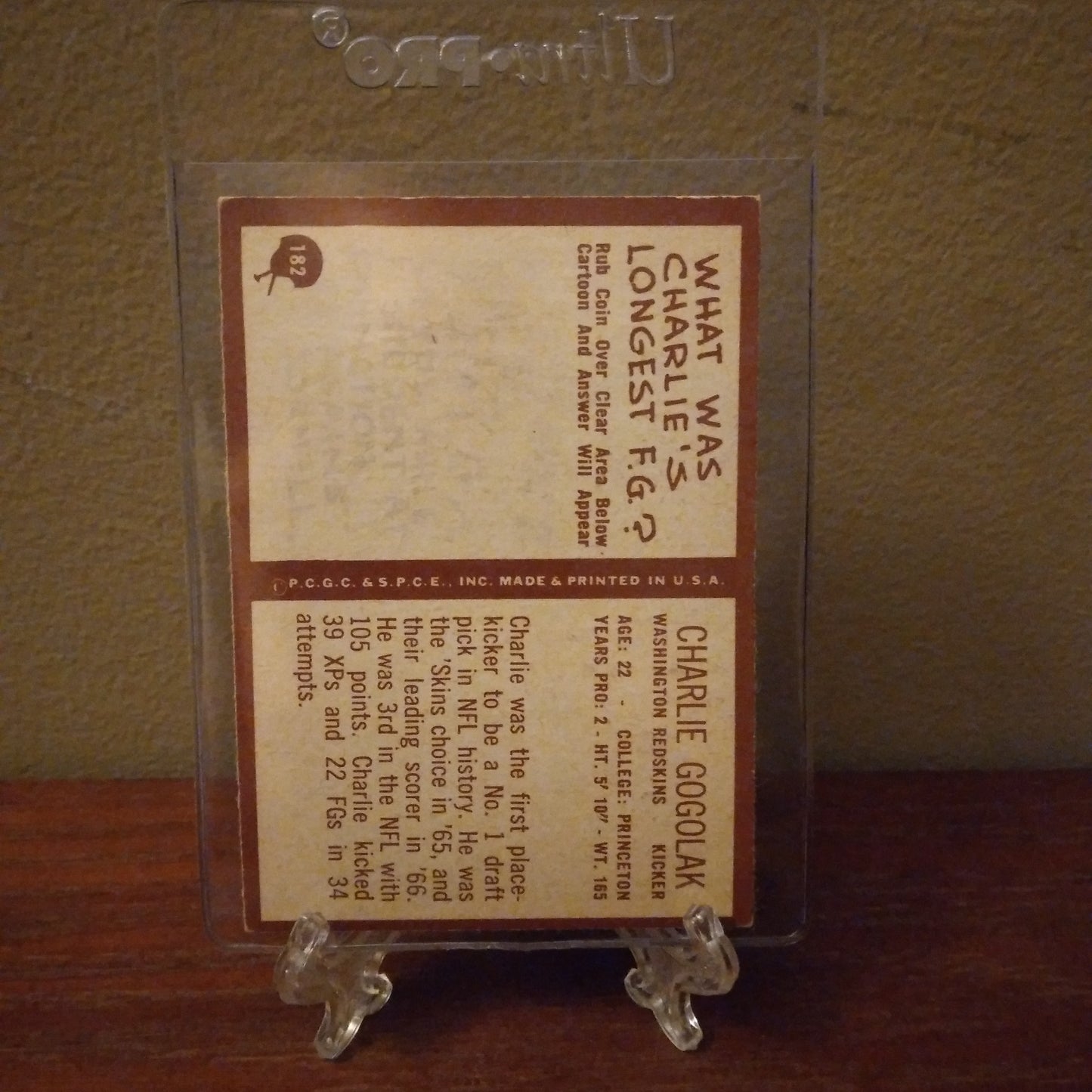 1967 Philadelphia Charlie Gogolak #182