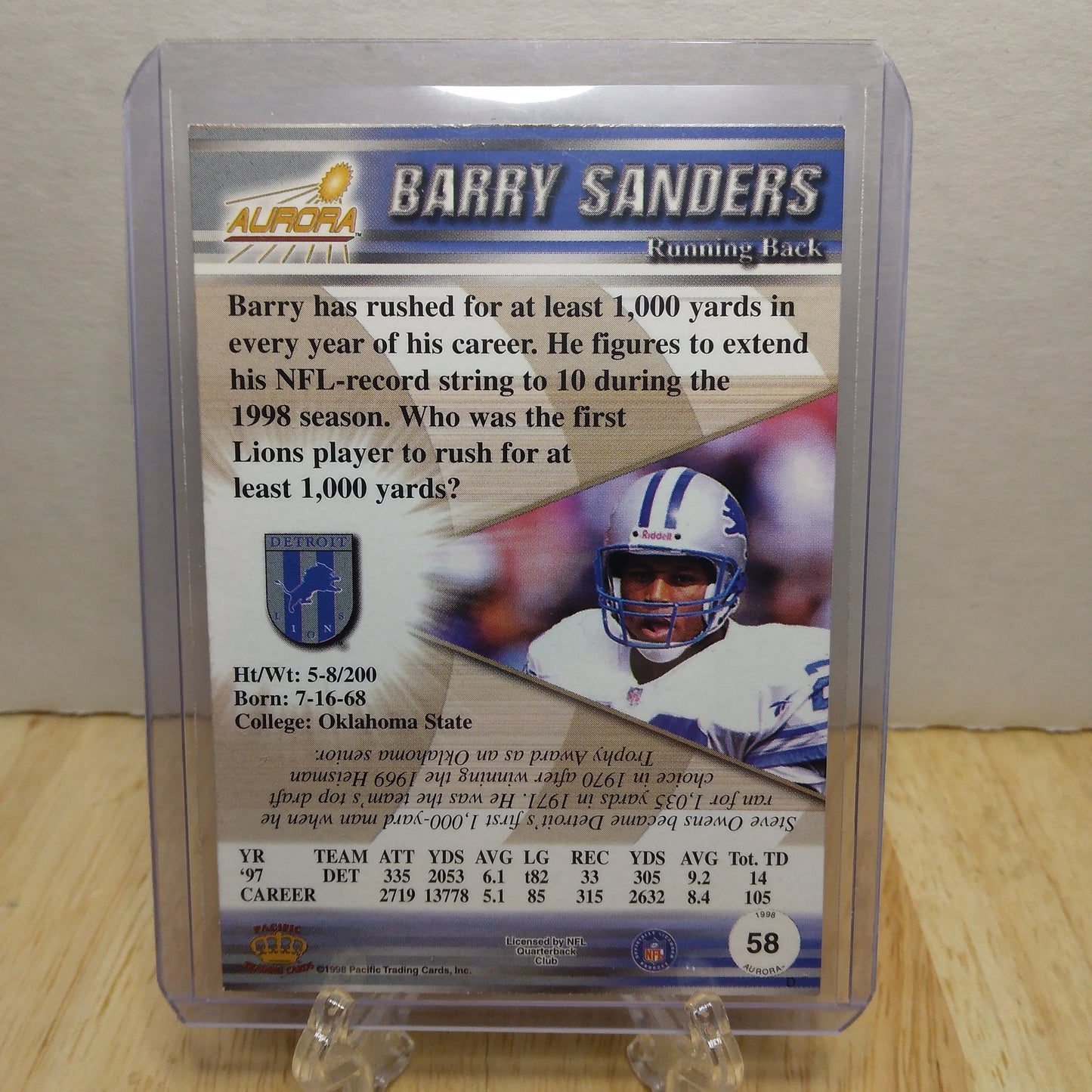1998 Pacific Aurora Barry Sanders #58