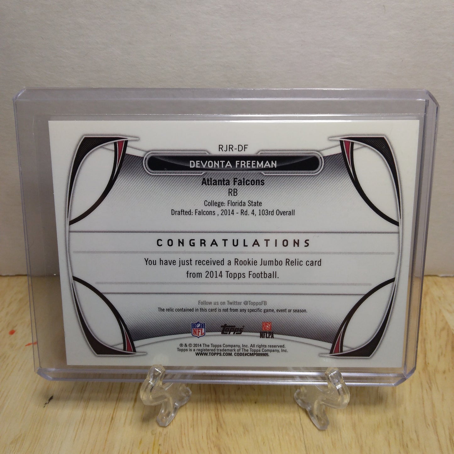 2014 Topps Rookie Jumbo Relic Devonta Freeman #RJRDF