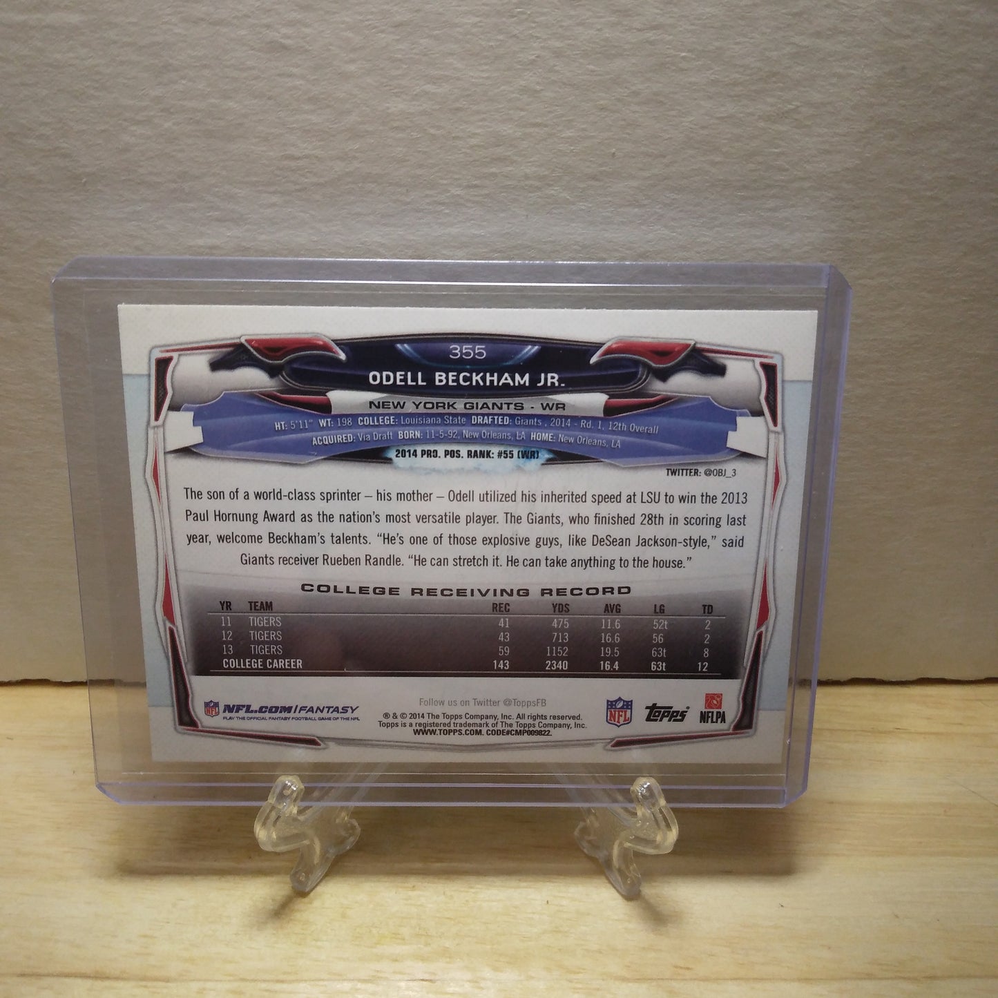 2014 Topps Odell Beckham Jr. Rookie Card #355