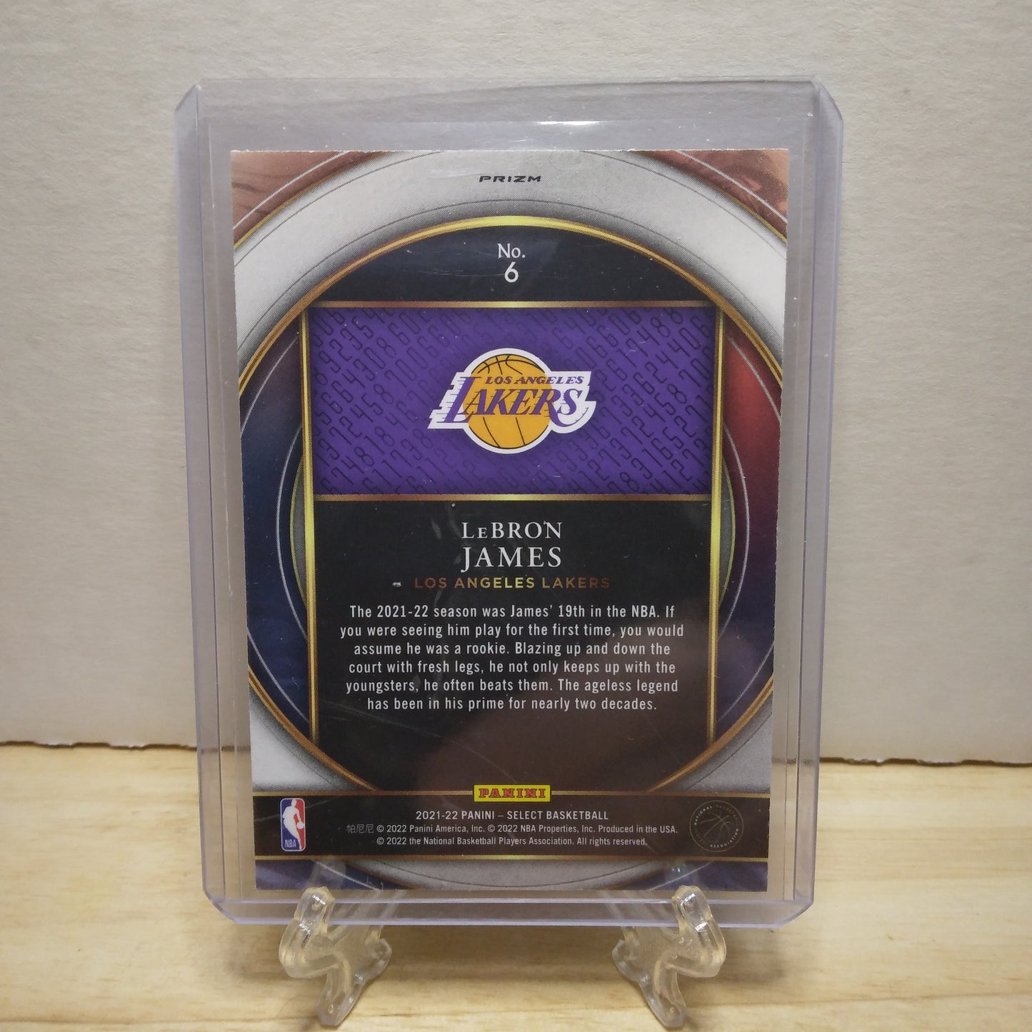 2021-22 Select Numbers Silver Prizm Lebron James #6