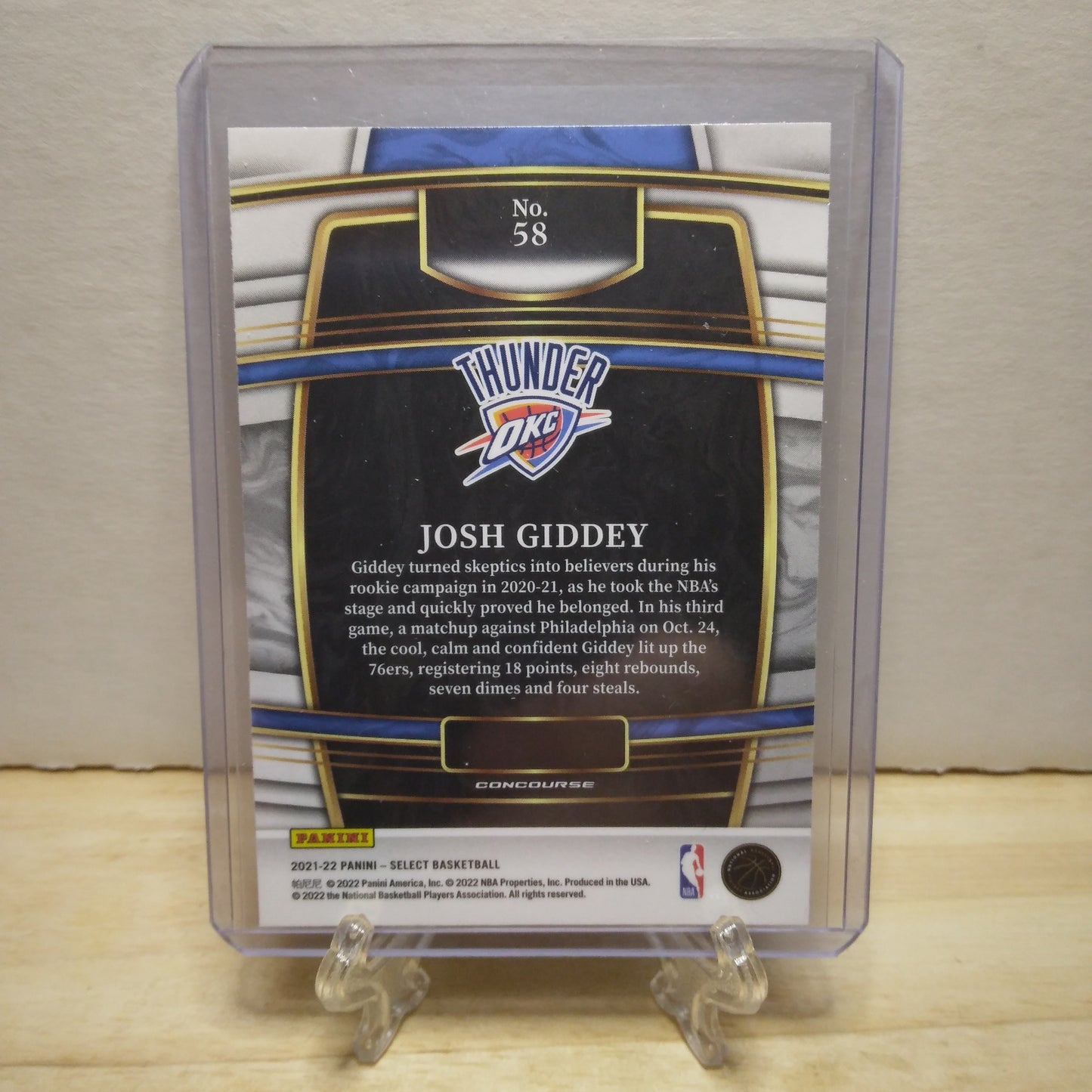 2021-22 Select Concourse Josh Giddey Rookie Card #58
