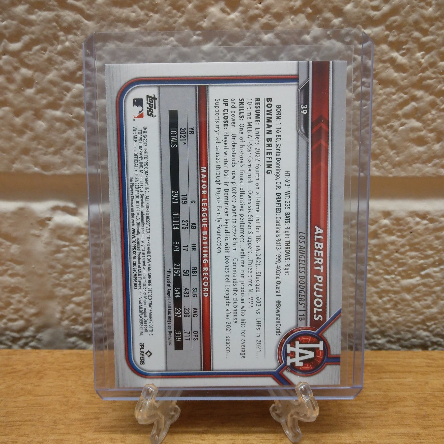 2022 Bowman Albert Pujols #39