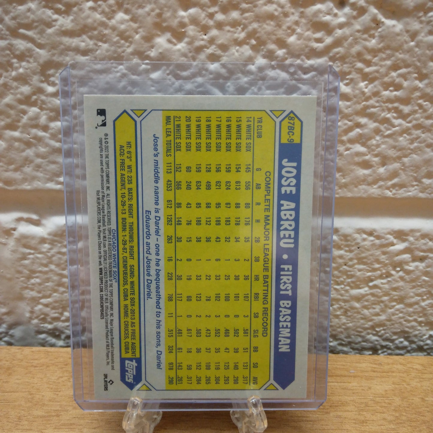 2022 Topps Chrome 35th Anniversary 87' Retro Jose Abreu #87BC-9