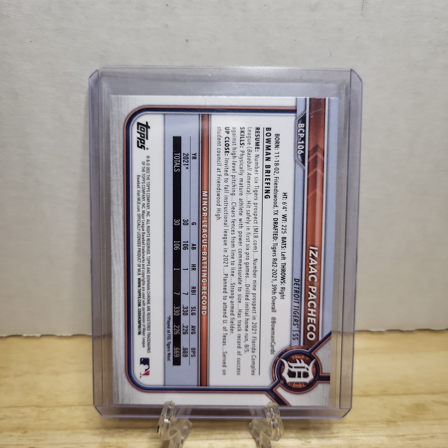 2022 Bowman Chrome Prospects Izaac Pacheco #106