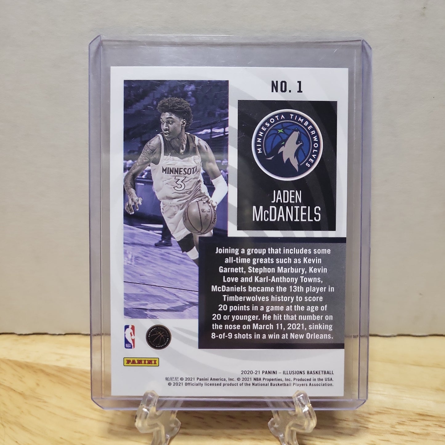 2020-21 Panini Illusions Instant Impact Jaden McDaniels RC #1