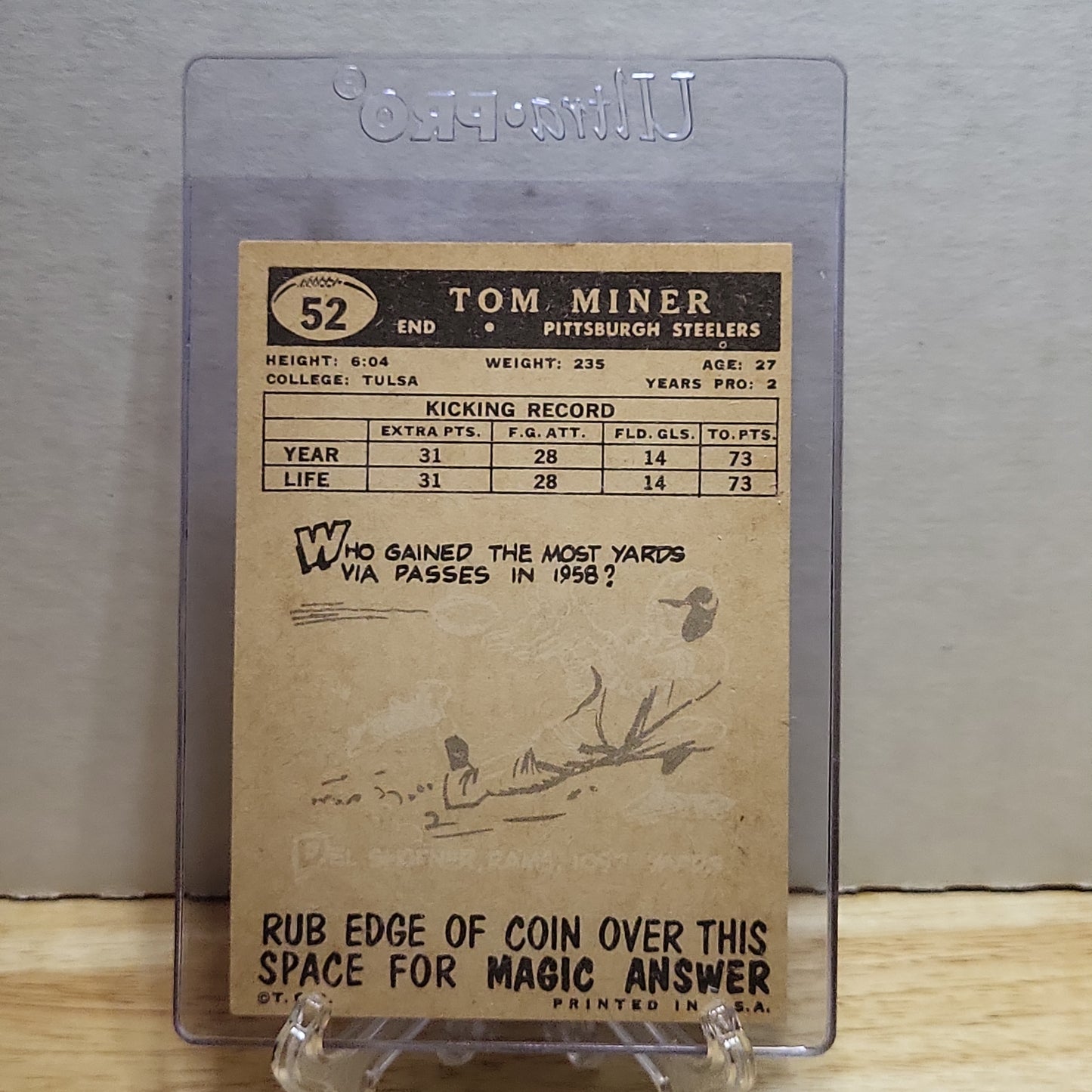 1959 Topps Tom Miner Rookie #52