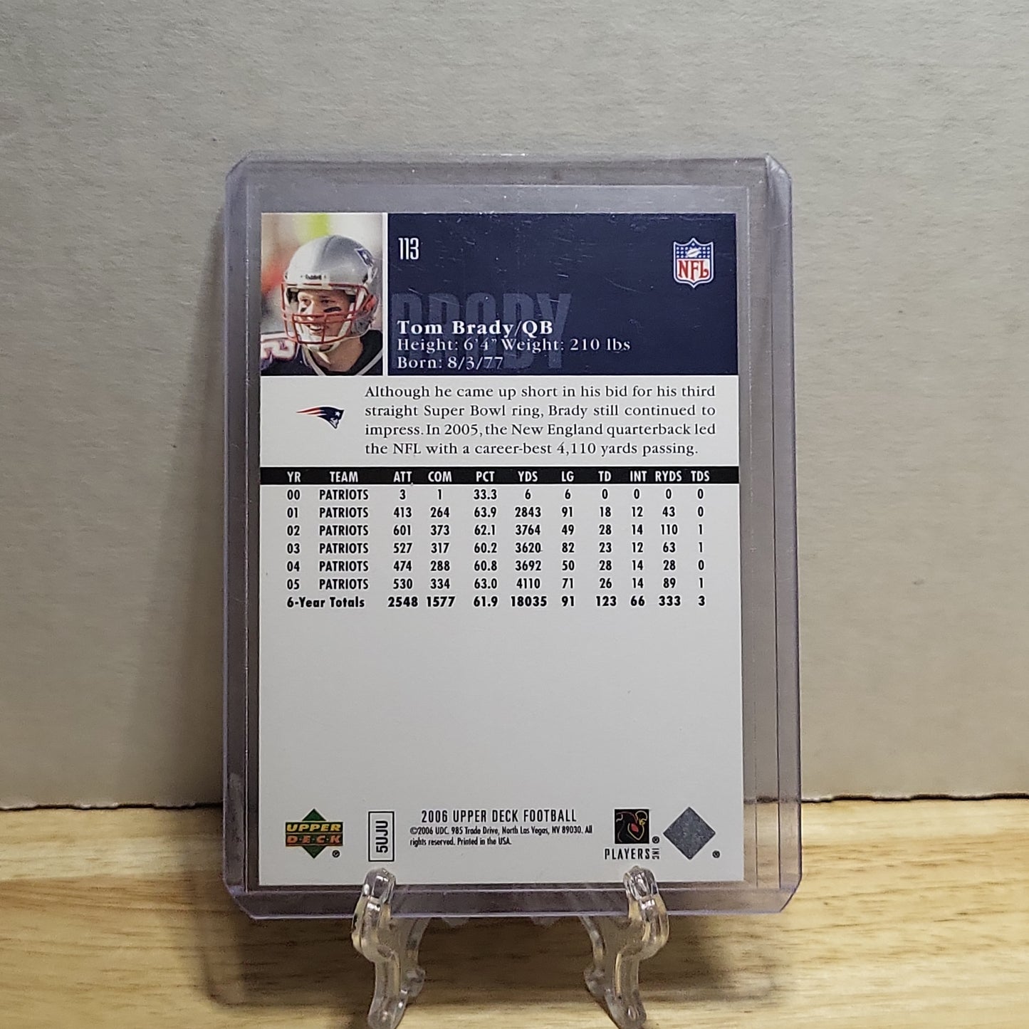 2006 Upper Deck Tom Brady #113