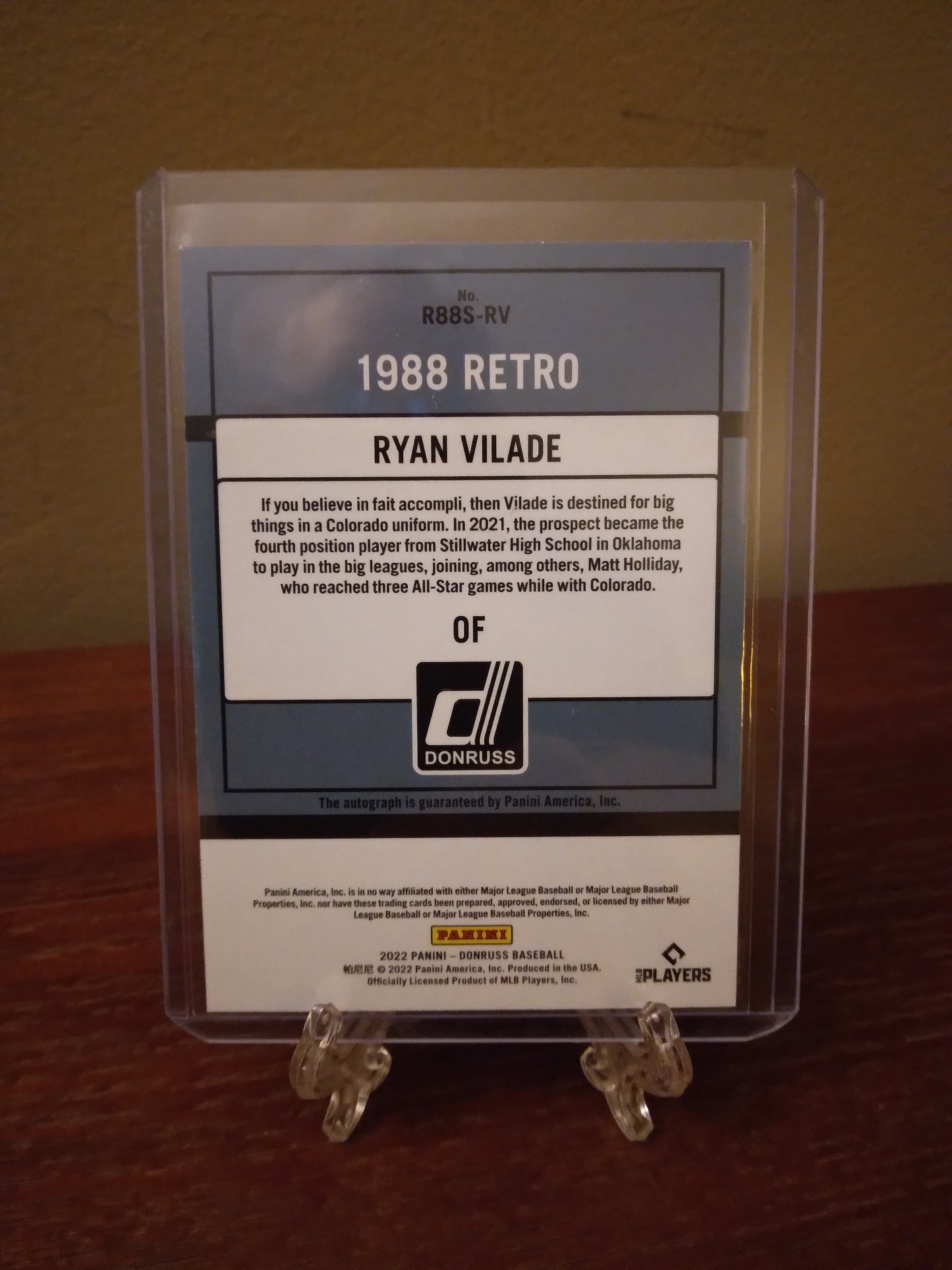 2022 Donruss Retro 88 Signatures Ryan Vilade