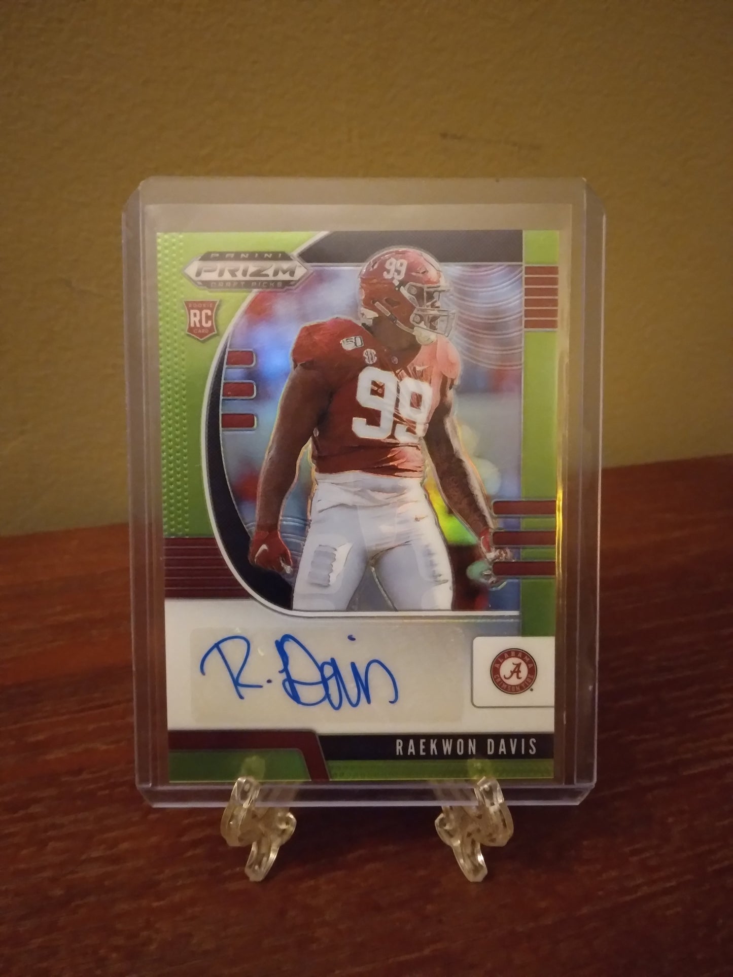 2020 Prizm Draft Picks Neon Green Raekwon Davis Rookie Auto 054/125