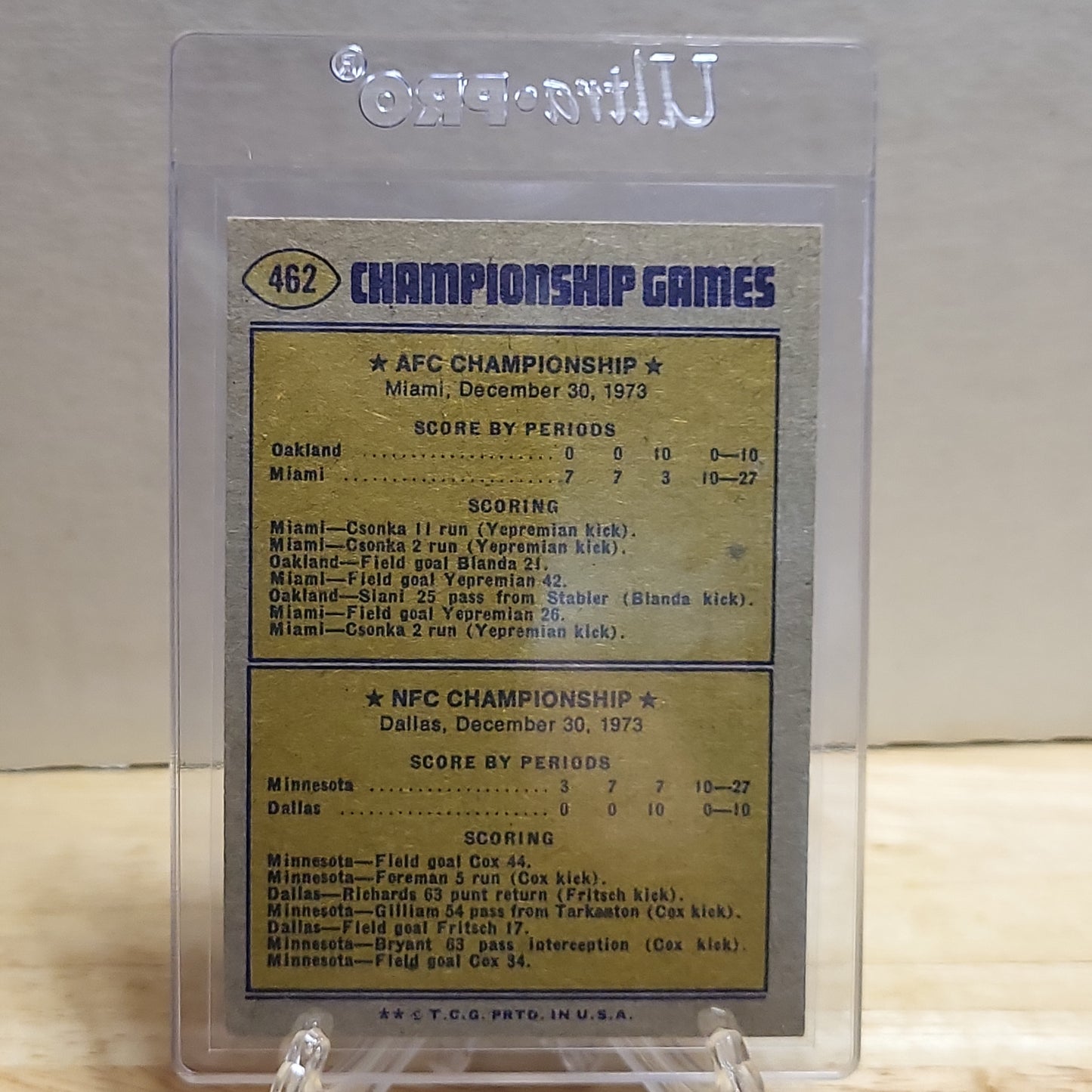 1974 Topps Championship Games Stabler/Tarkenton #462