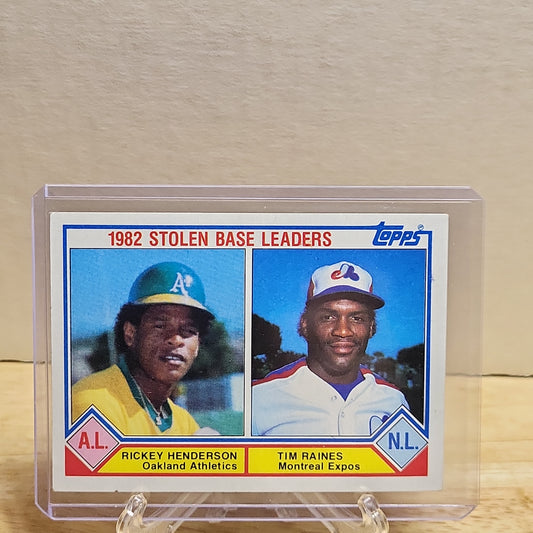 1983 Topps 82 Stolen Base Leaders Rickey Henderson/Tim Raines #704