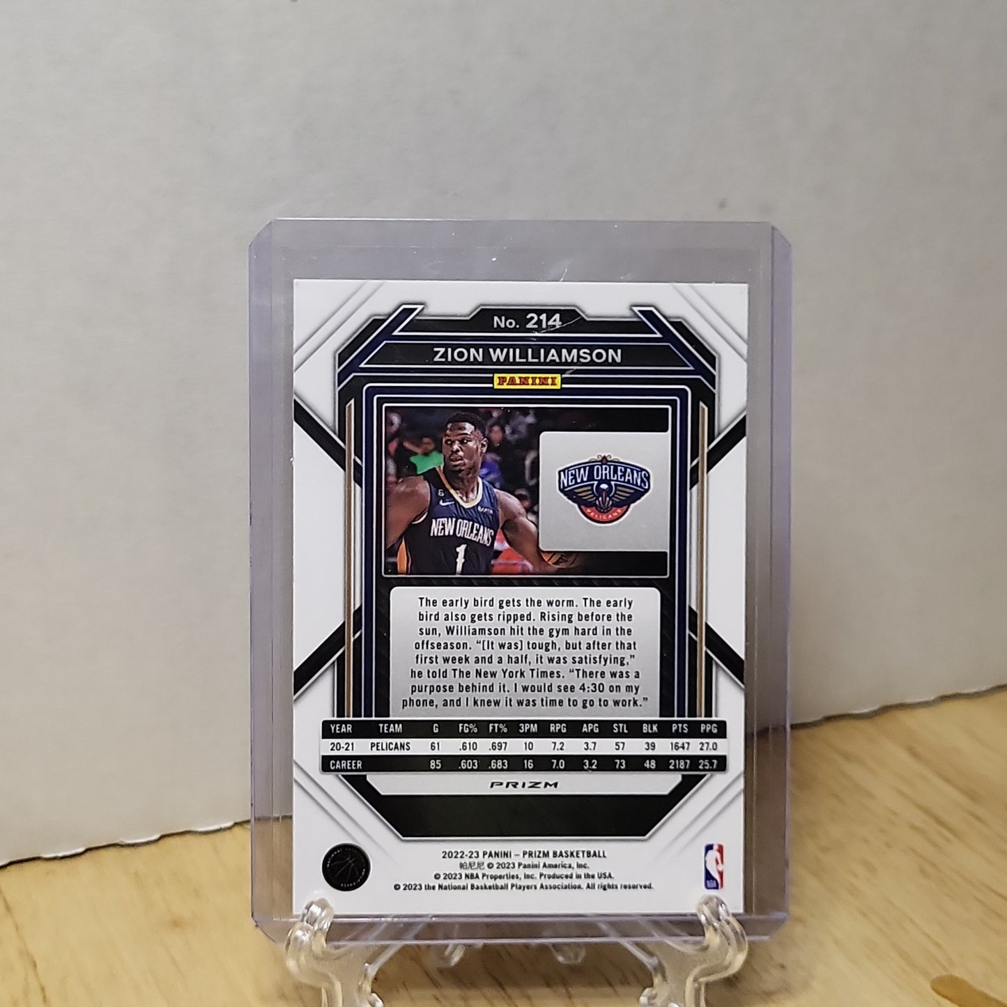 2022-23 Panini Prizm Zion Williamson Pink Ice Prizm #214