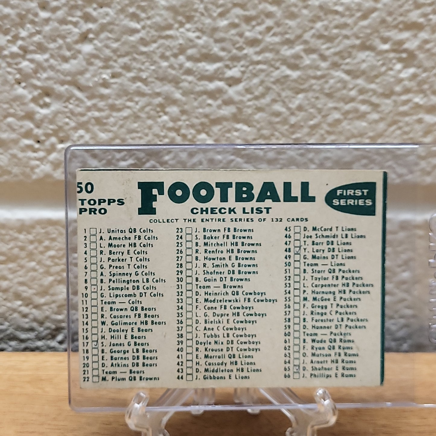 1960 Topps Detroit Lions Team #50