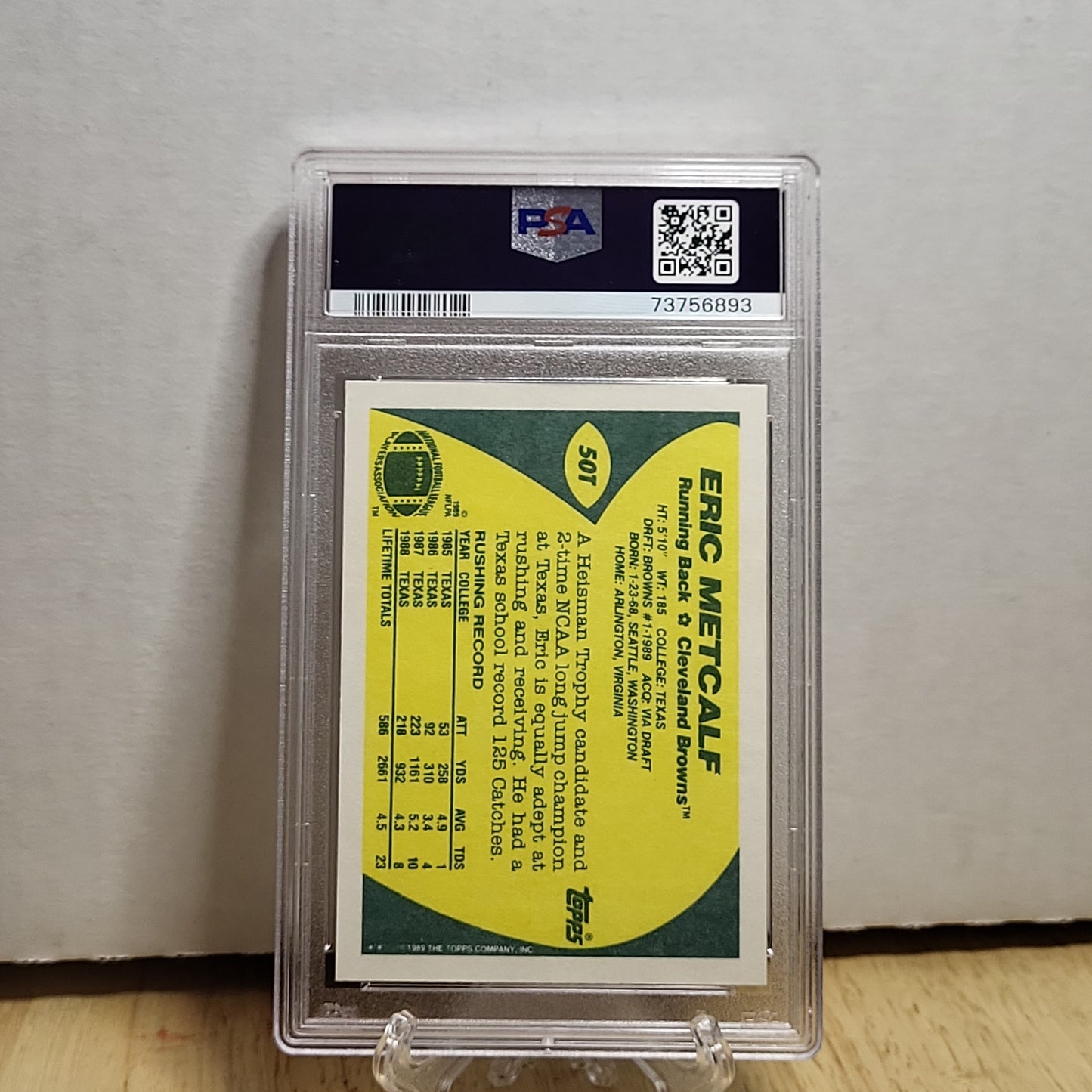 1989 Topps Traded Eric Metcalf Rookie Card GEM Mint PSA 10