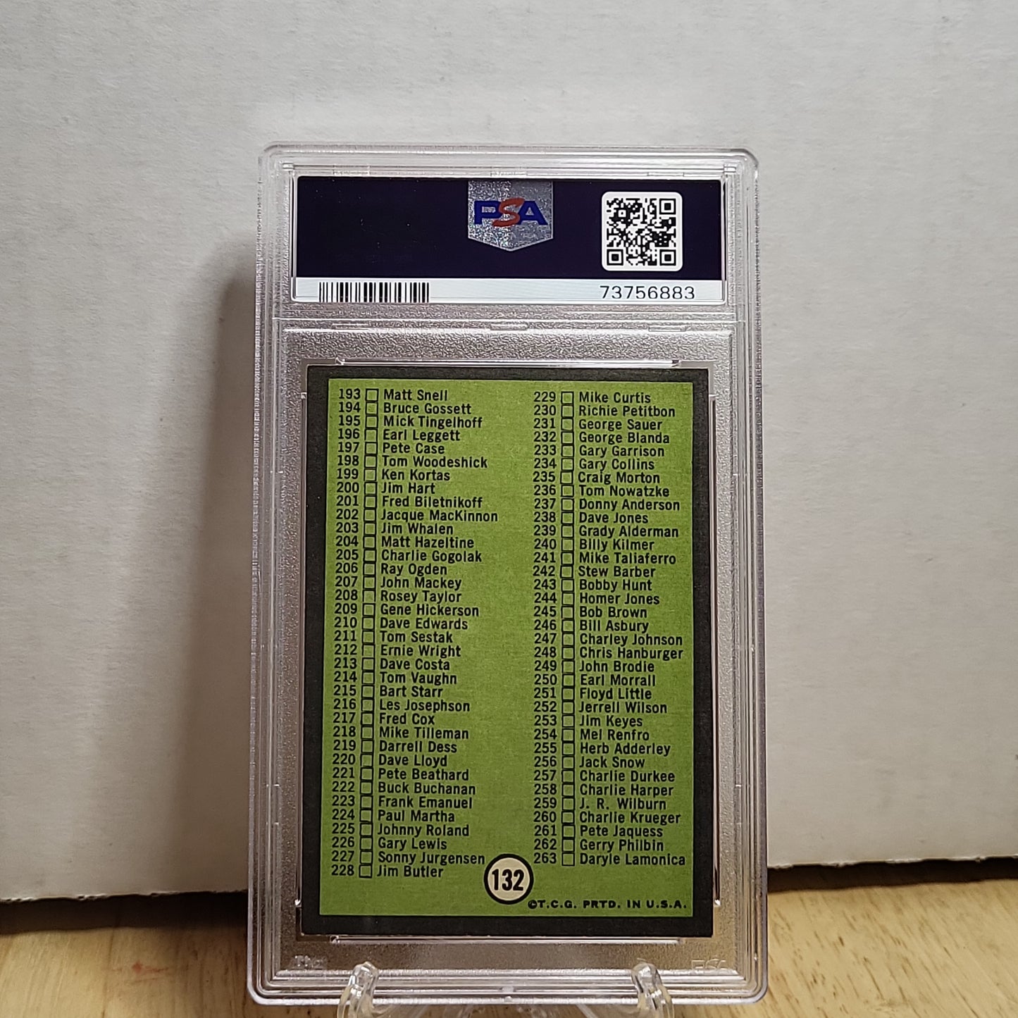 1969 Topps Football Checklist 133-263 No Border NM PSA 7