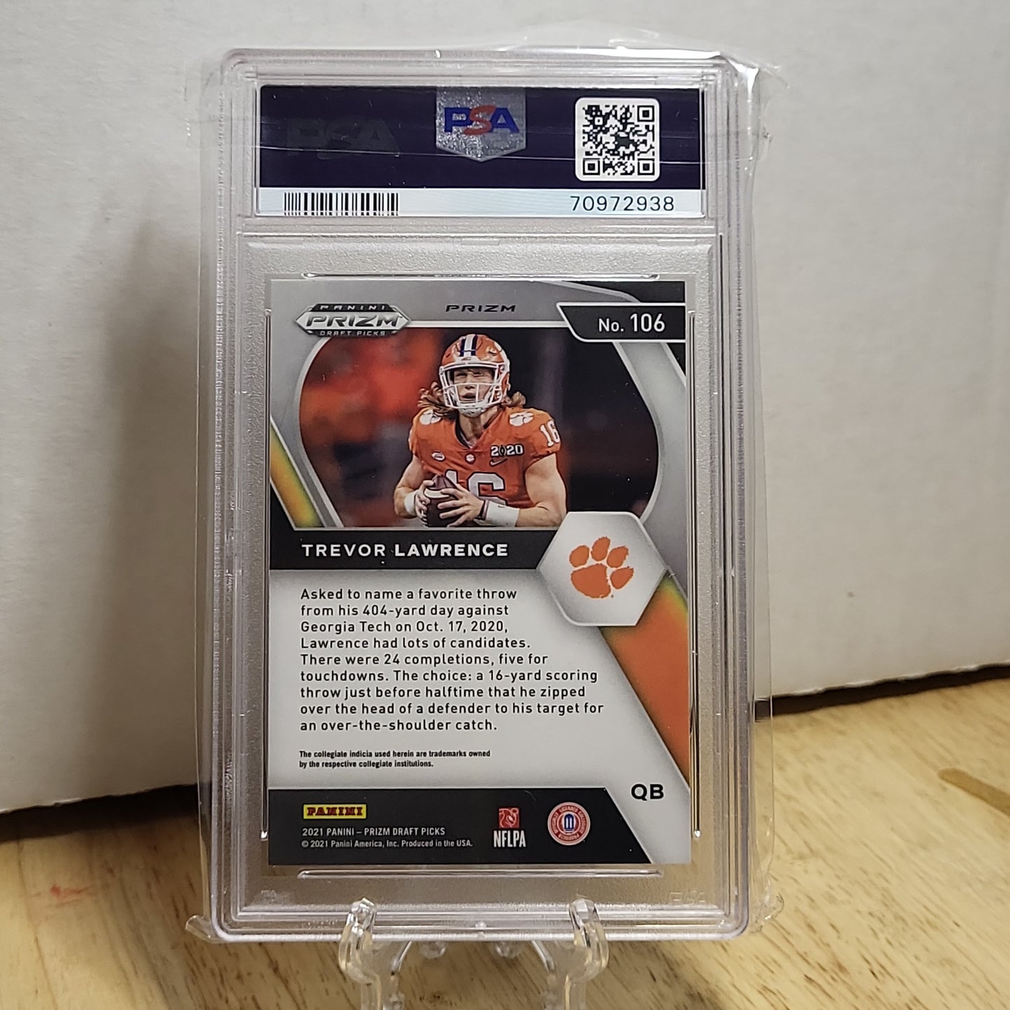 2021 Prizm Draft Picks #106 Trevor Lawrence Orange Ice Prizm PSA Mint 9