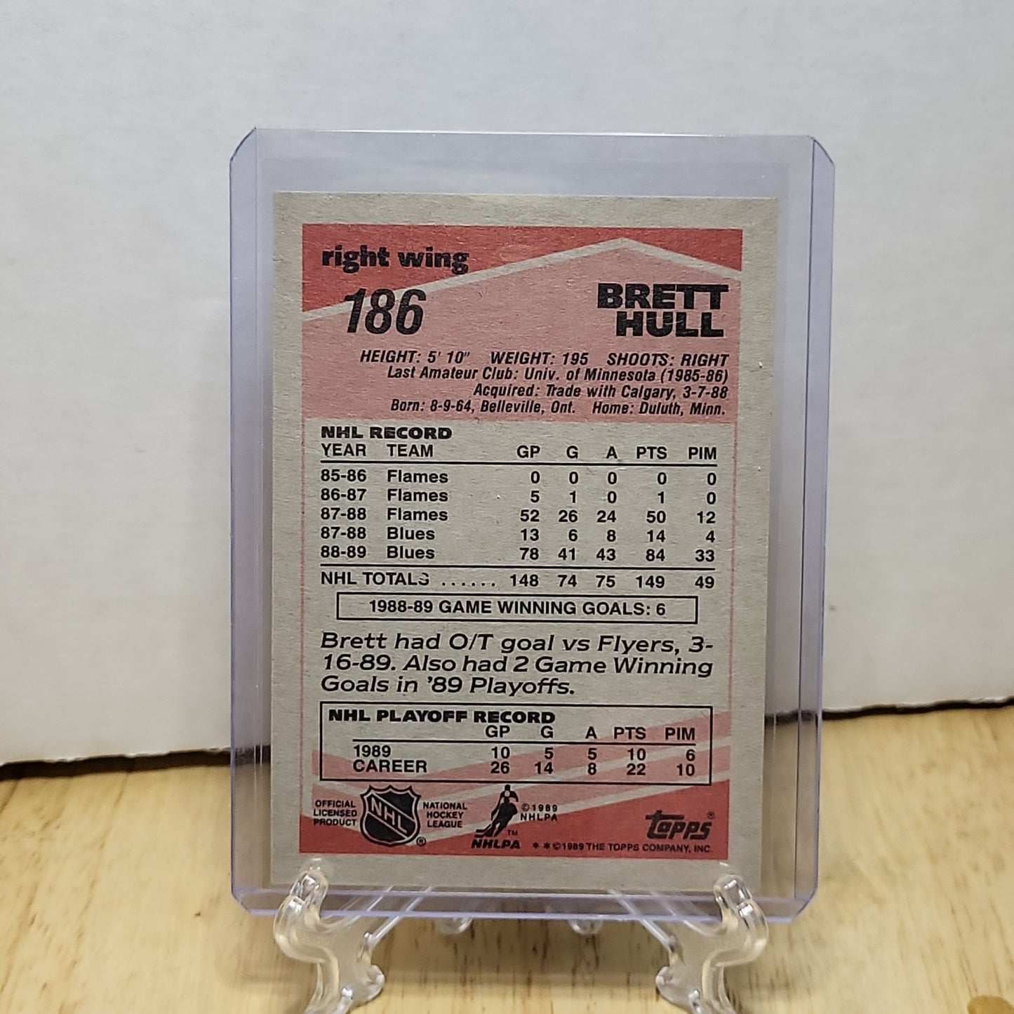 1989 Topps Brett Hull #186